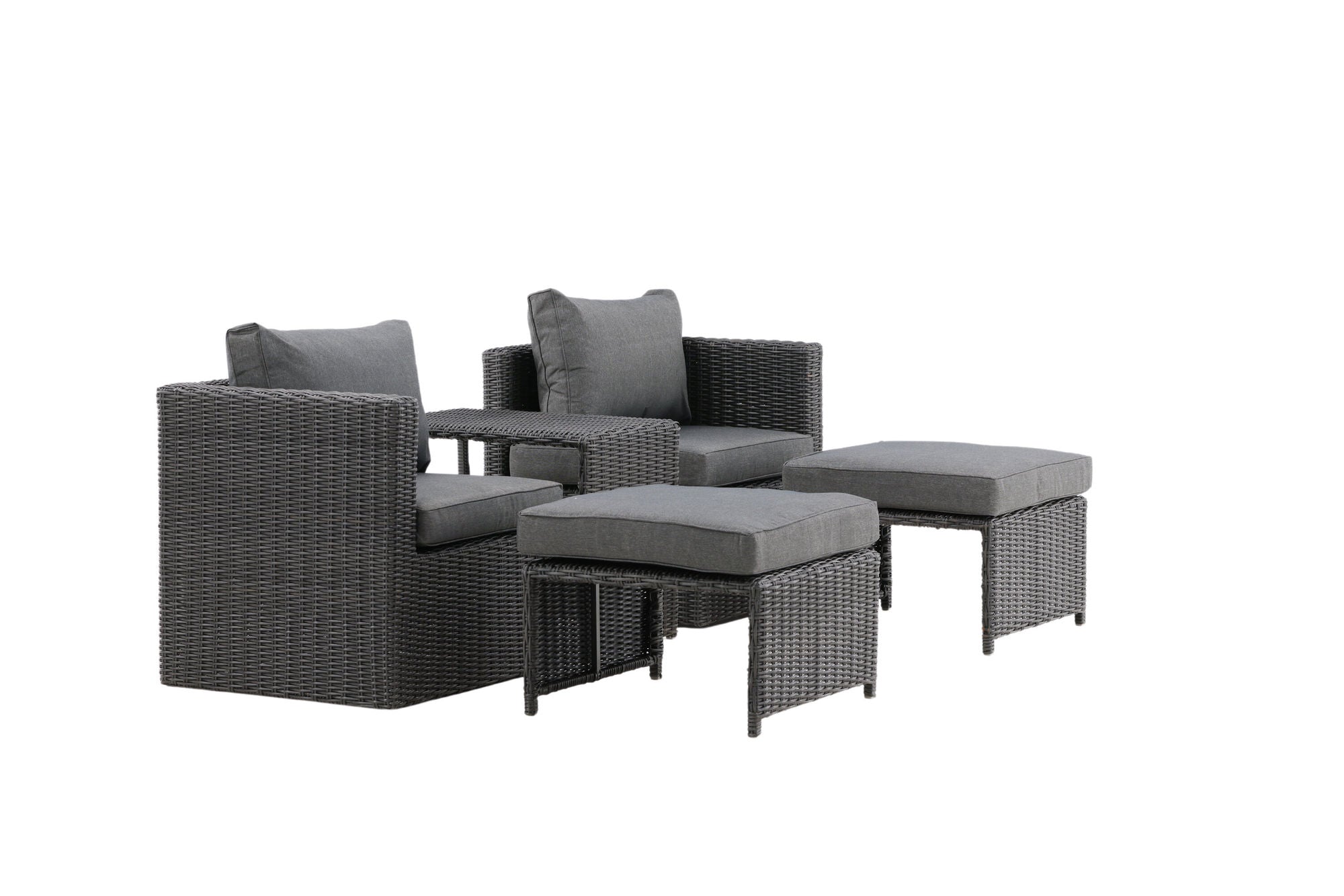 Venture Home Quad - Sofa Set- Black - Wicker -