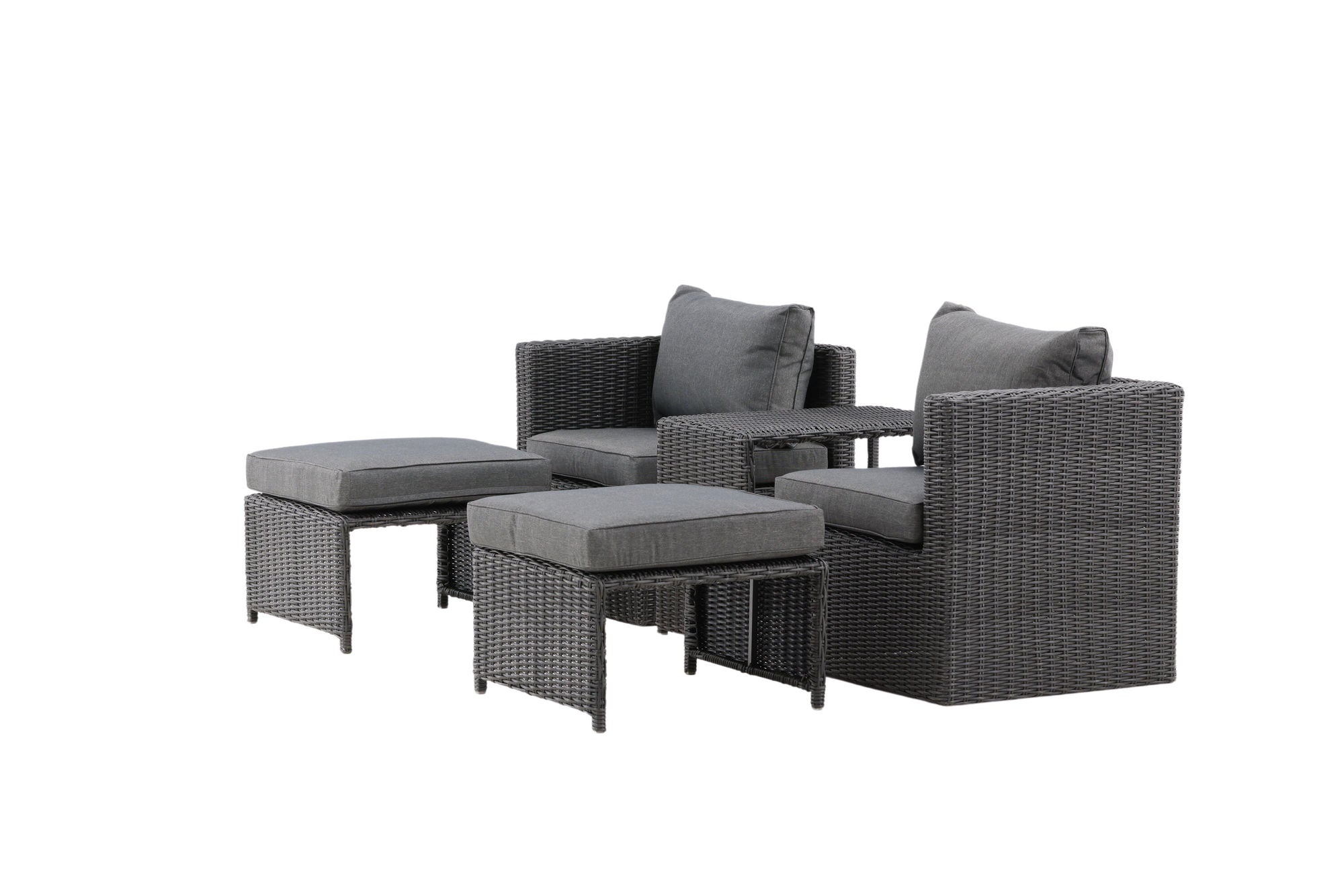 Venture Home Quad - Sofa Set- Black - Wicker -