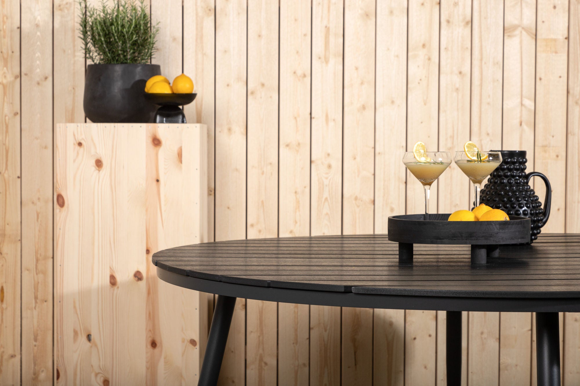 Venture Home Break - spisebord rund- Black / Black - Alu / Aintwood - 150ø