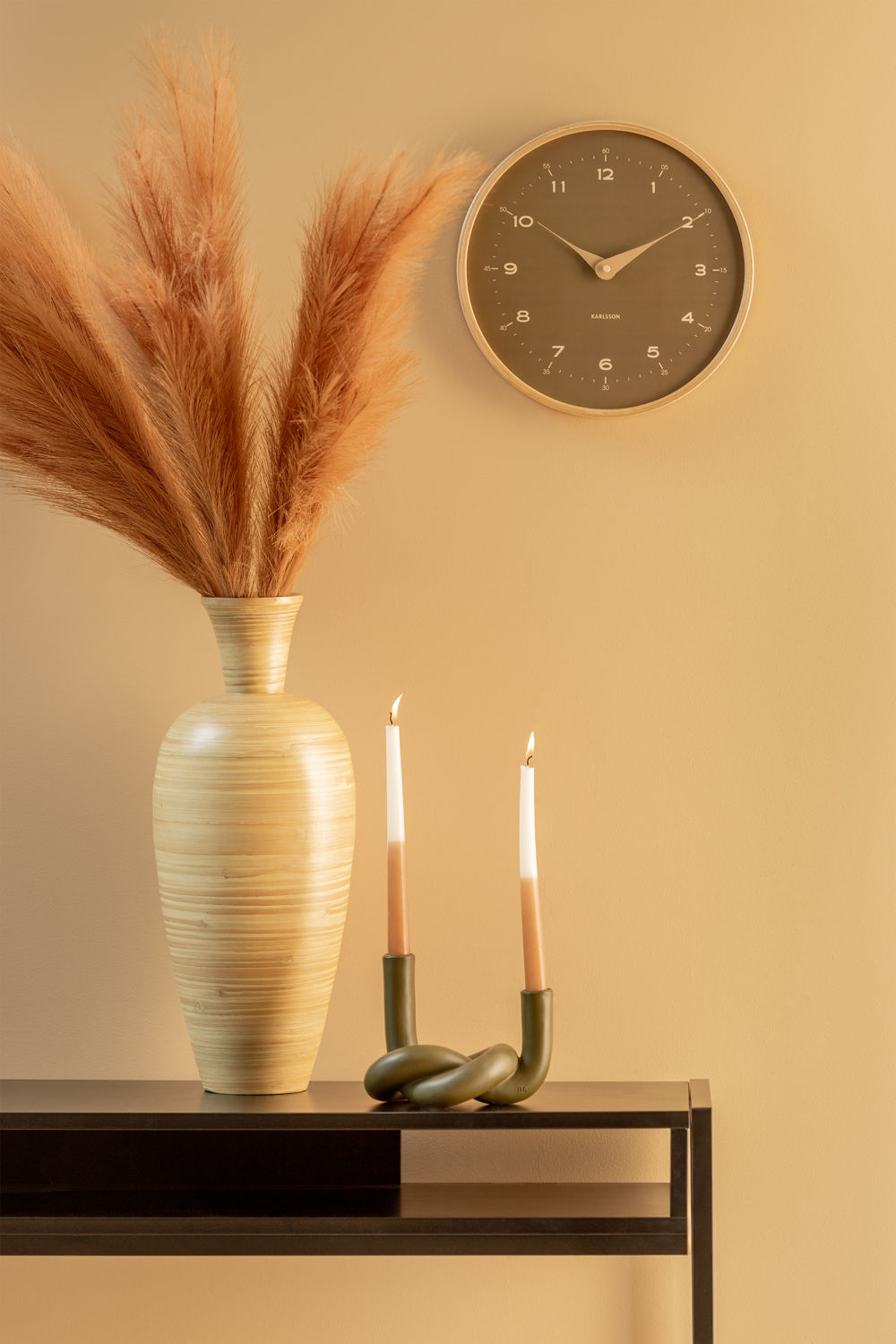 KARLSSON Wall clock Osado Dome wood moss green