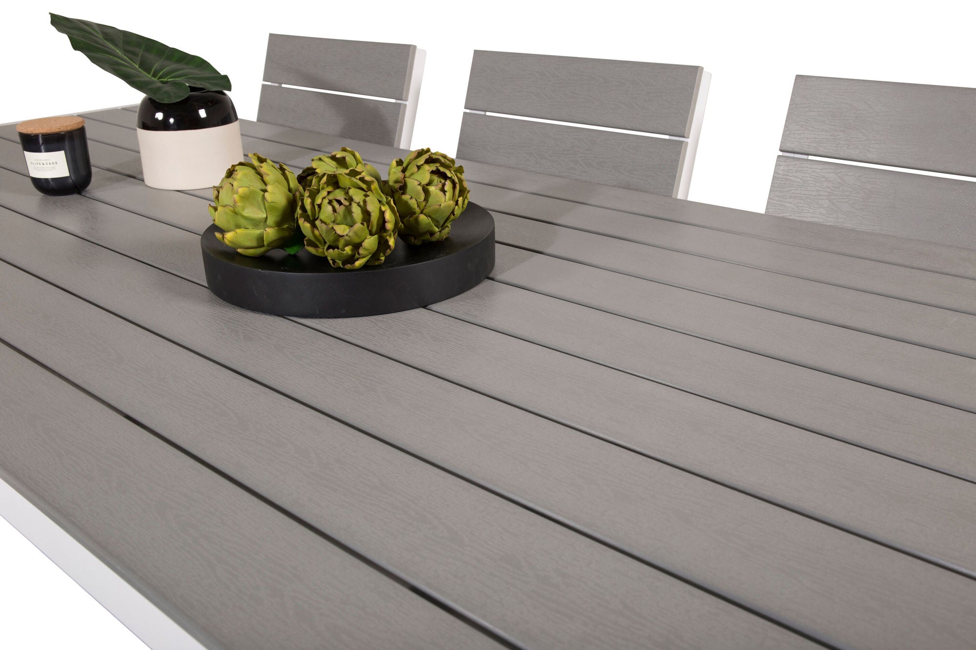 Venture Home Break spisebord - 205*90 - White Alu / Grey Aintwood+Levels stol (stackable)