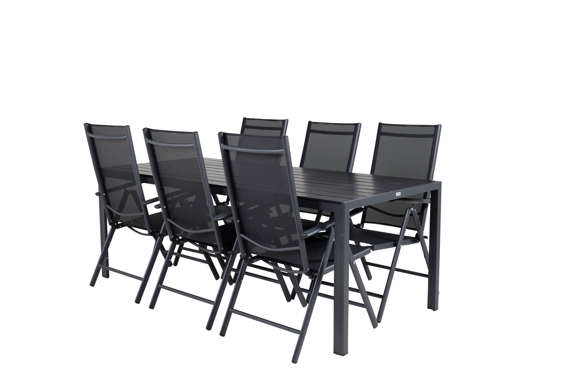 Venture Home Break spisebord - 205*90 - Black Alu / Black Aintwood+Break 5:pos stol - Bl