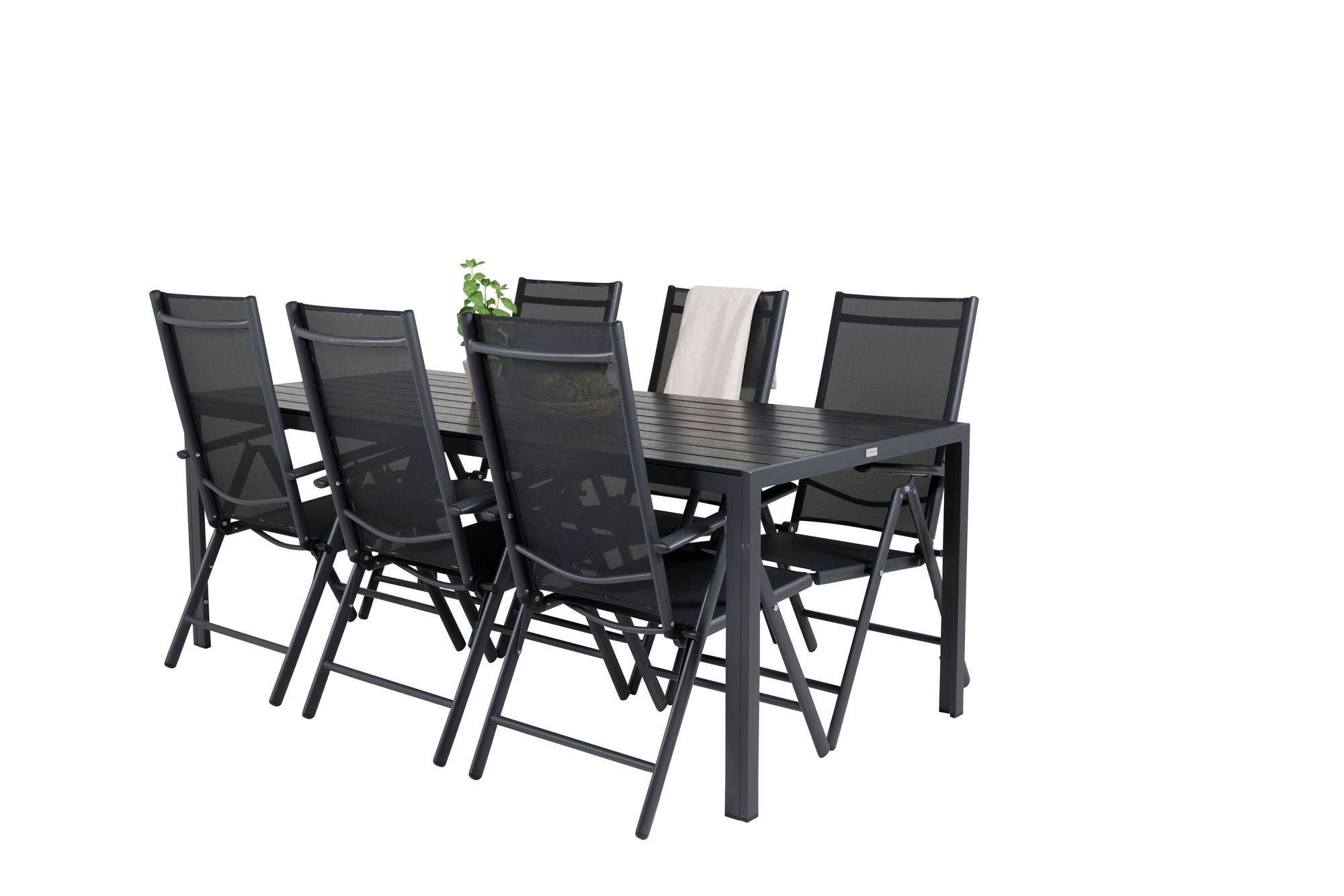 Venture Home Break spisebord - 205*90 - Black Alu / Black Aintwood+Break 5:pos stol - Bl