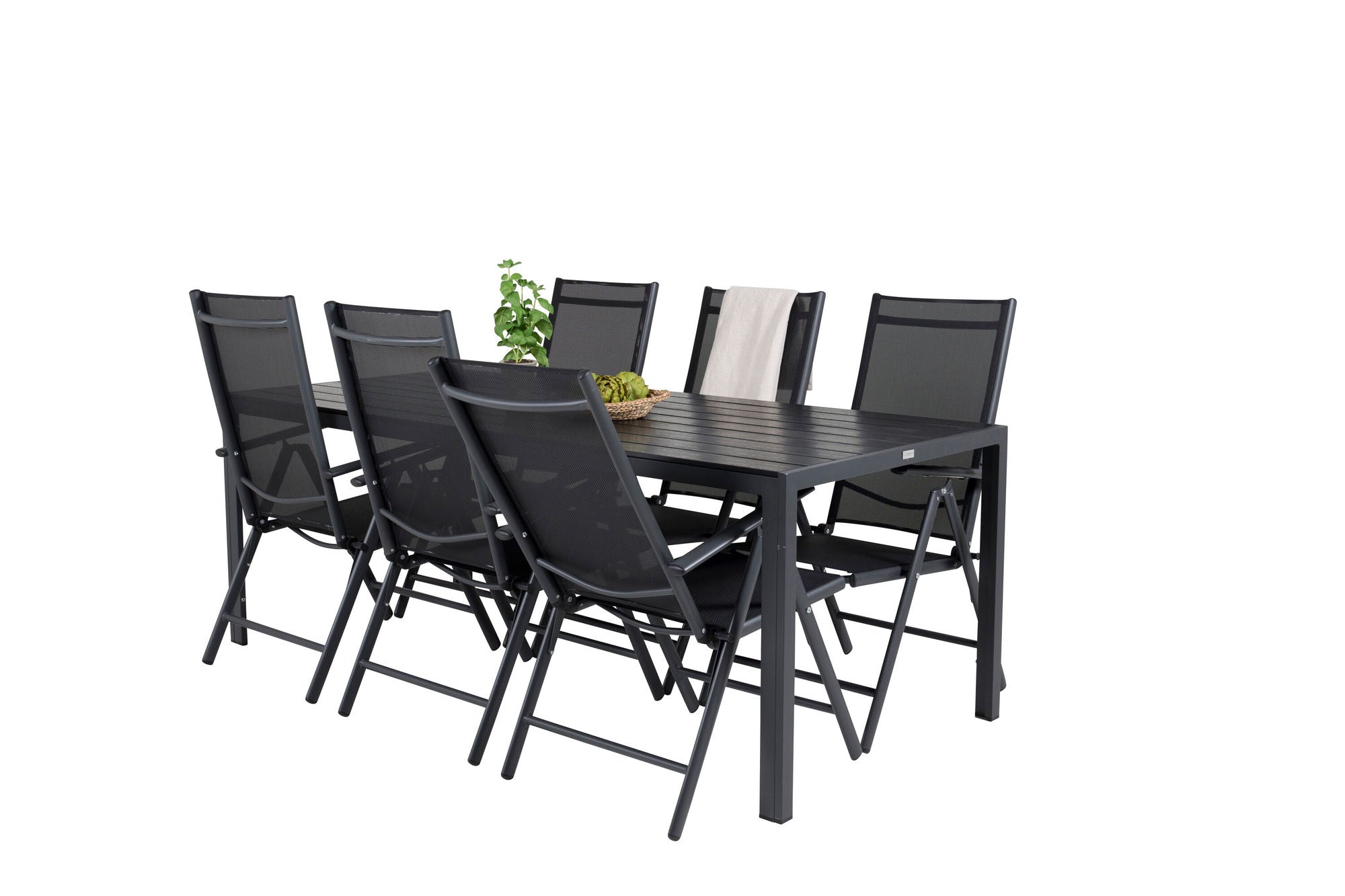 Venture Home Break spisebord - 205*90 - Black Alu / Black Aintwood+Break 5:pos stol - Bl