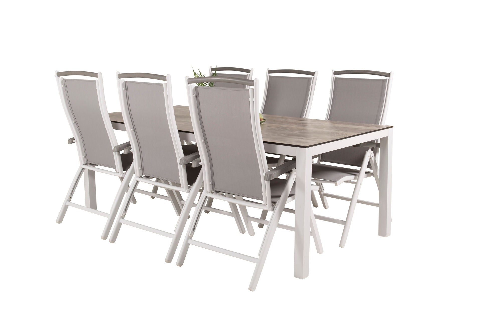 Venture Home Llama spisebord 205*100 - White Alu / Grey HPL - Albany 5:pos stol - White/Grey 6