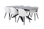 Venture Home Piazza spisebord - Black / Grey Veneer+Velvet Spisebordsstol Corduroy - Beige / Black_6