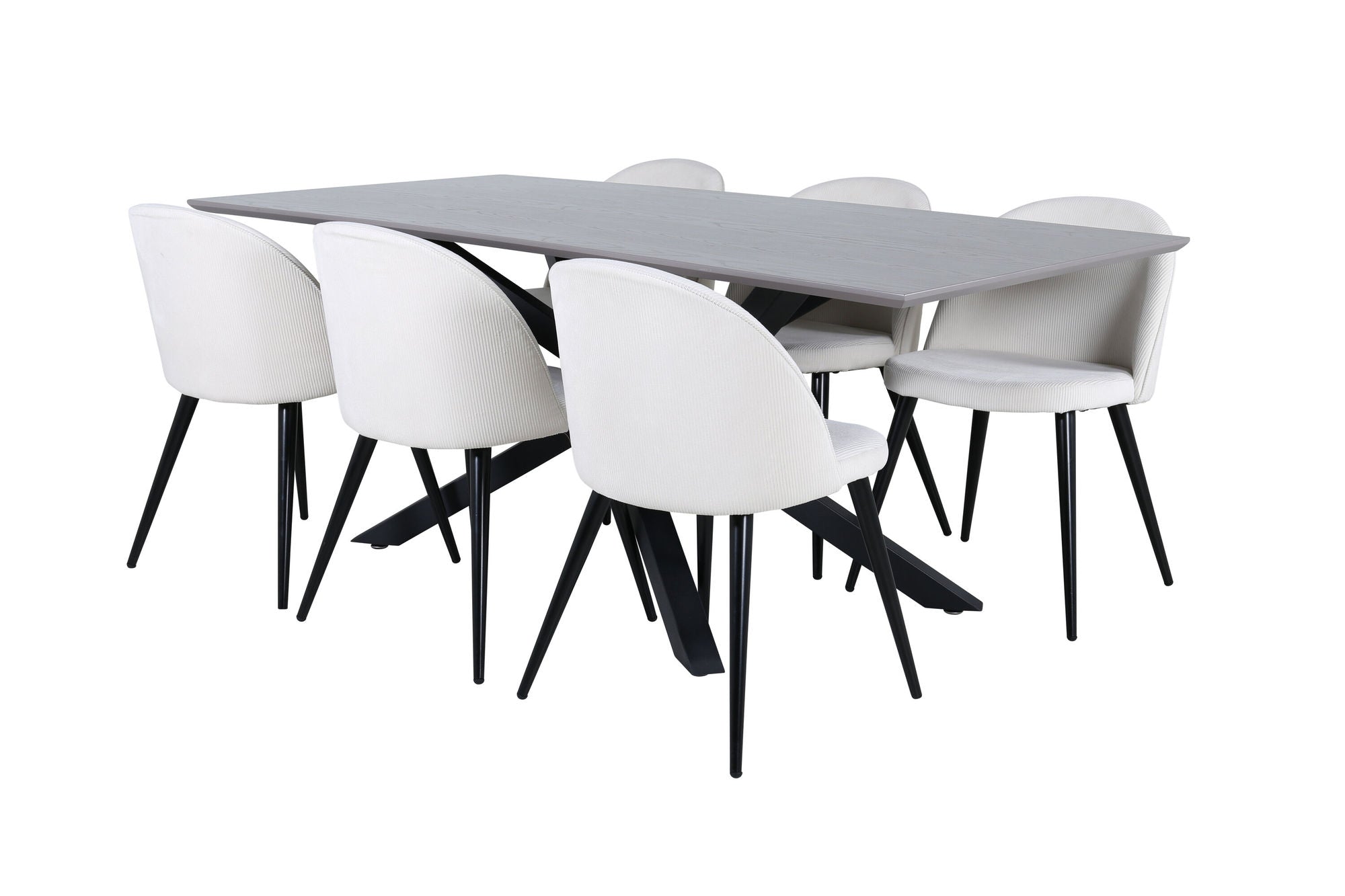Venture Home Piazza spisebord - Black / Grey Veneer+Velvet Spisebordsstol Corduroy - Beige / Black_6