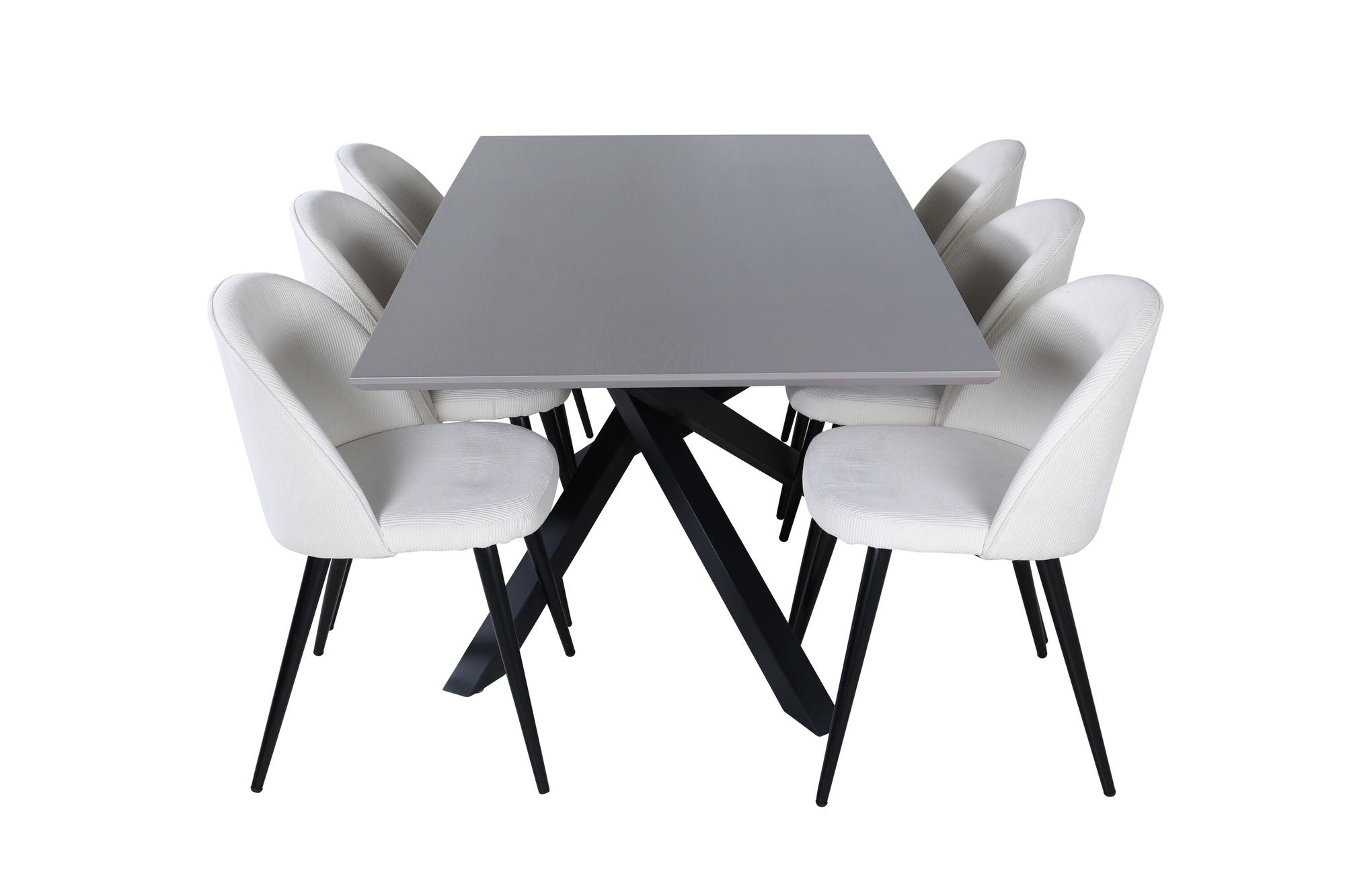 Venture Home Piazza spisebord - Black / Grey Veneer+Velvet Spisebordsstol Corduroy - Beige / Black_6