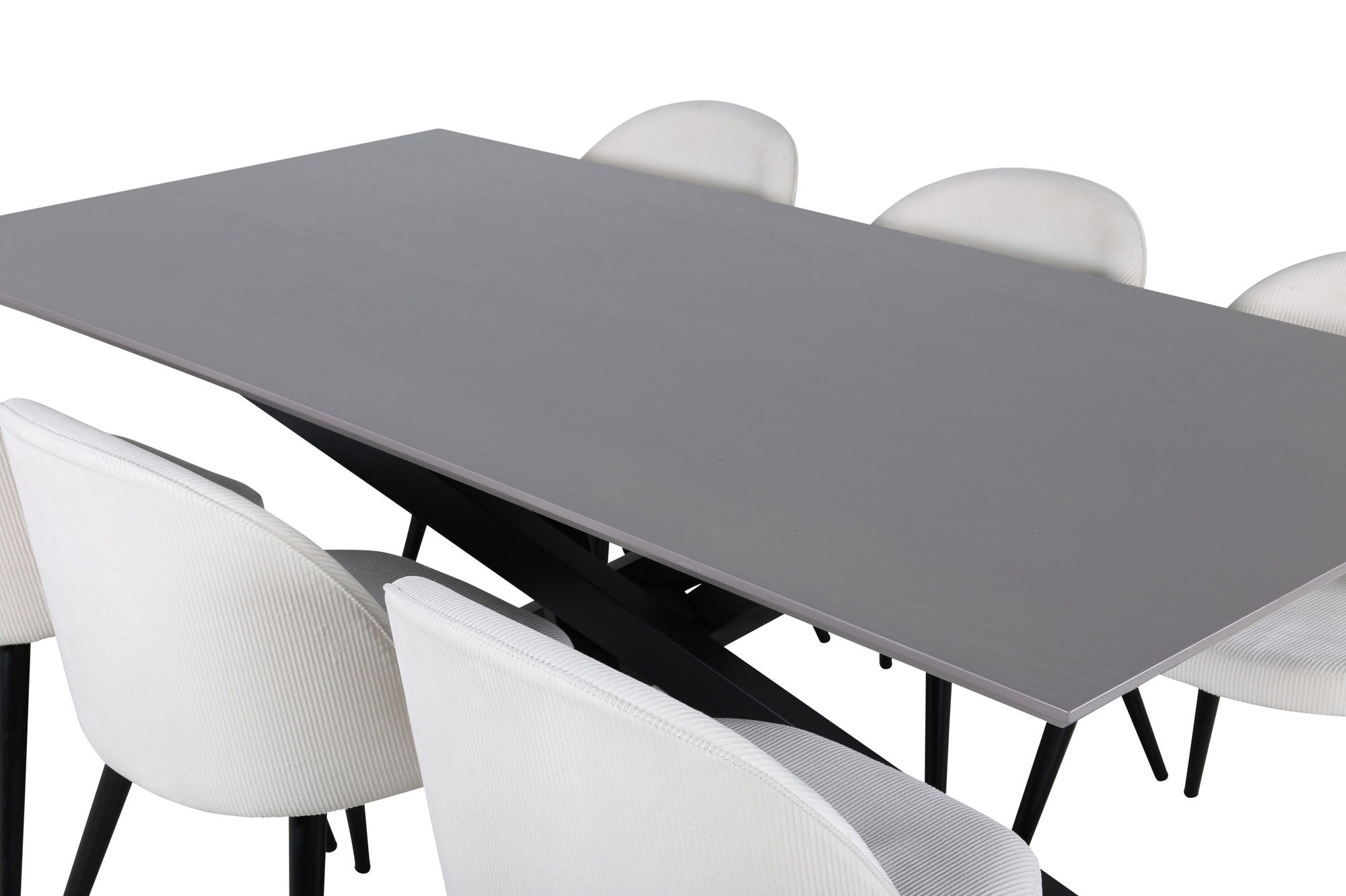 Venture Home Piazza spisebord - Black / Grey Veneer+Velvet Spisebordsstol Corduroy - Beige / Black_6