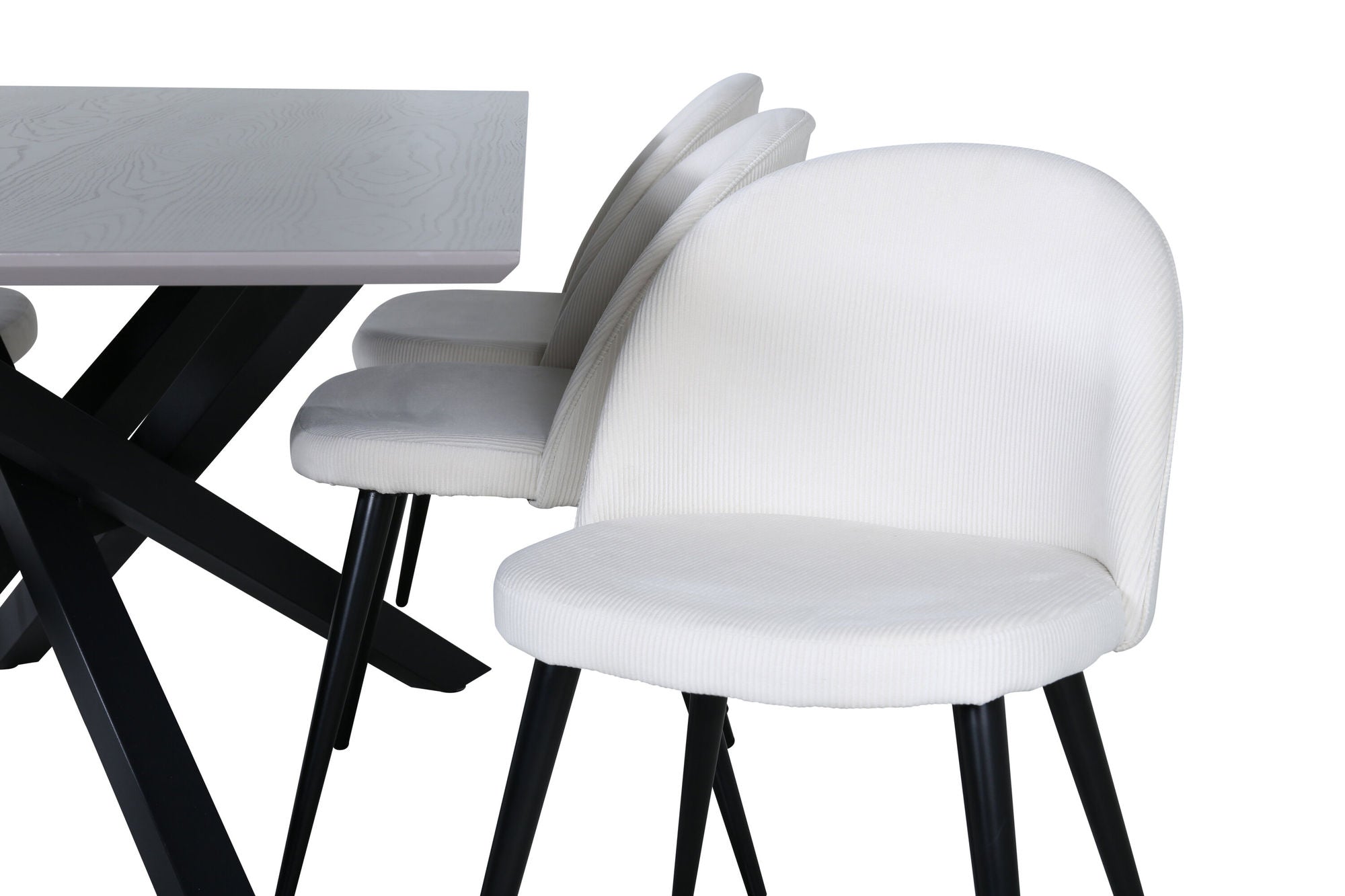 Venture Home Piazza spisebord - Black / Grey Veneer+Velvet Spisebordsstol Corduroy - Beige / Black_6