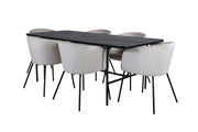 Venture Home Uno spisebord - Black / Black Veneer+Berit stol - Black / Beige Velvet_6