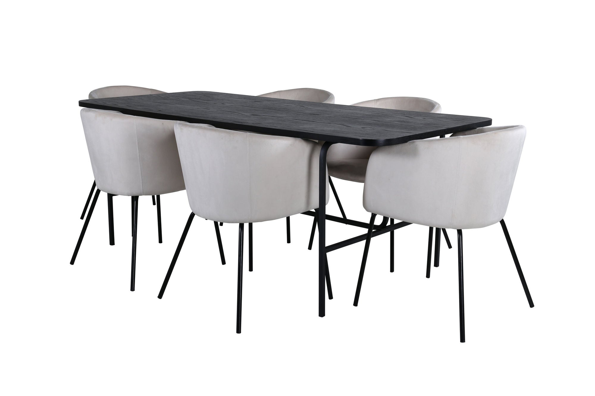 Venture Home Uno spisebord - Black / Black Veneer+Berit stol - Black / Beige Velvet_6