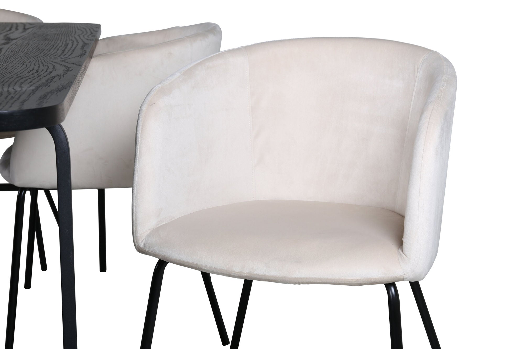Venture Home Uno spisebord - Black / Black Veneer+Berit stol - Black / Beige Velvet_6