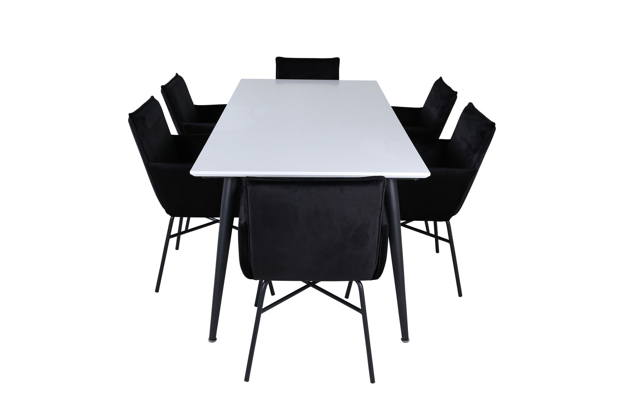 Venture Home Jimmy spisebord - Black / White HPL+Petra stol - Black / Black Velvet_6