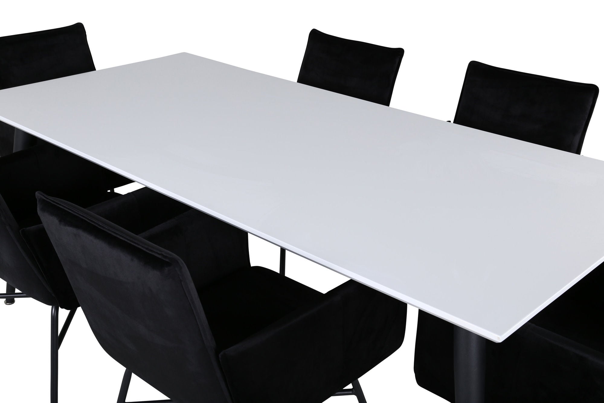 Venture Home Jimmy spisebord - Black / White HPL+Petra stol - Black / Black Velvet_6
