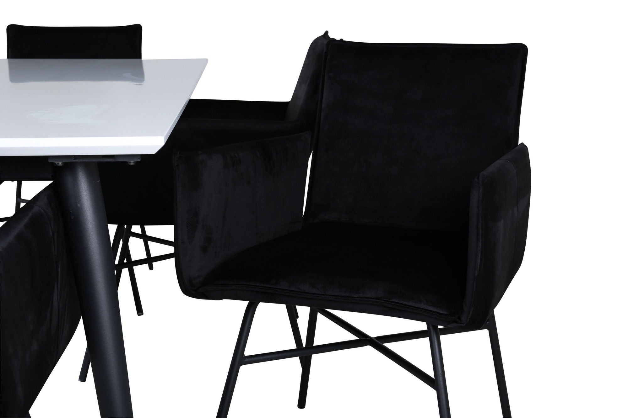Venture Home Jimmy spisebord - Black / White HPL+Petra stol - Black / Black Velvet_6