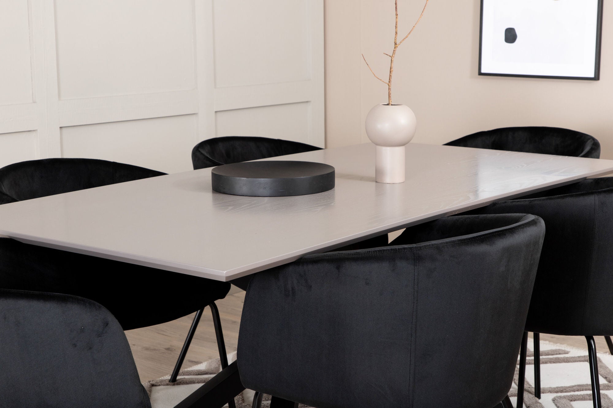 Venture Home Piazza spisebord , Black Grey Veneer+Berit stol , Black Black Velvet_6