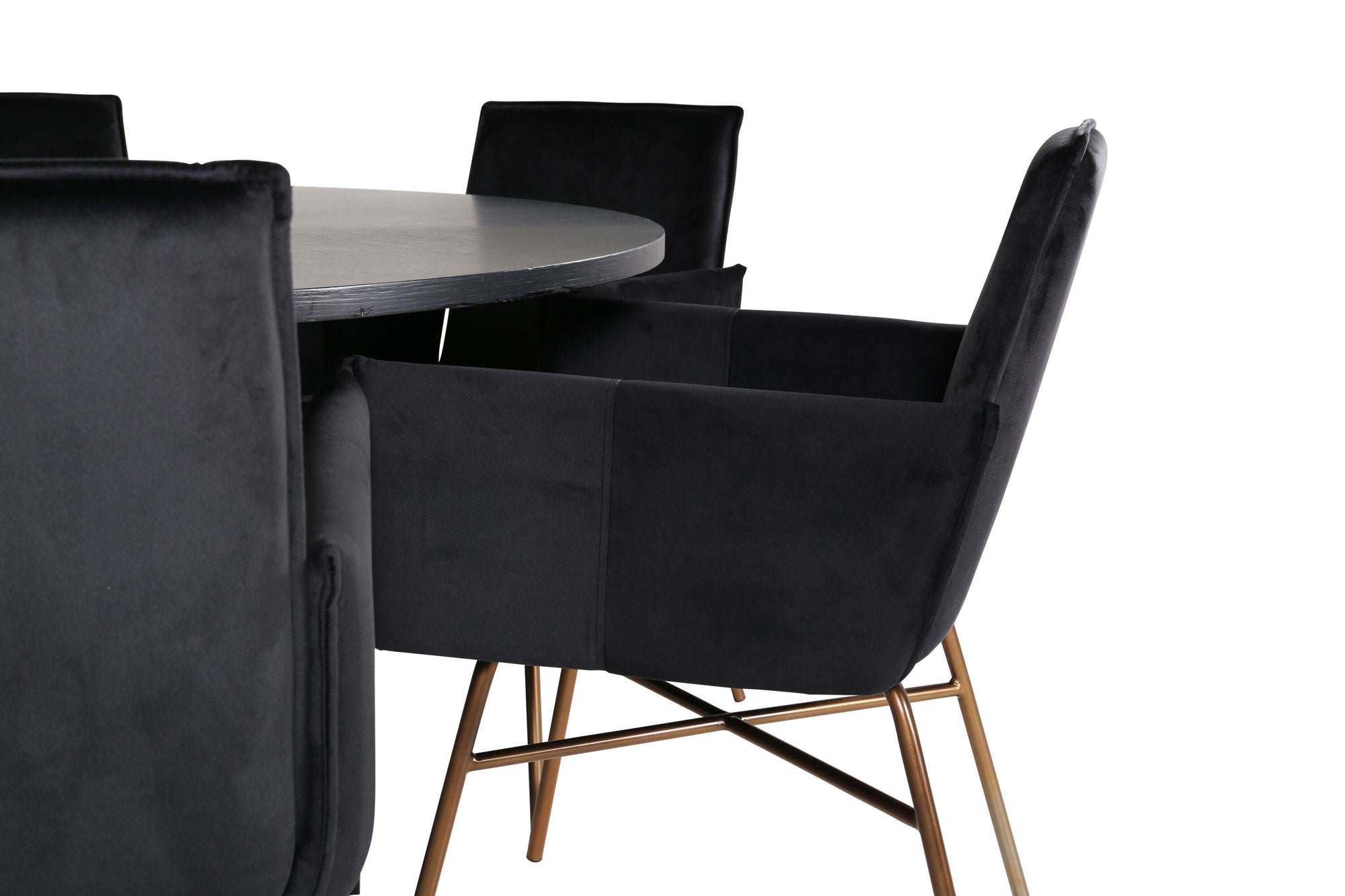 Venture Home Copenhagen - spisebord round - Black / Black+Petra stol - Distressed Copper / Black Velvet_6