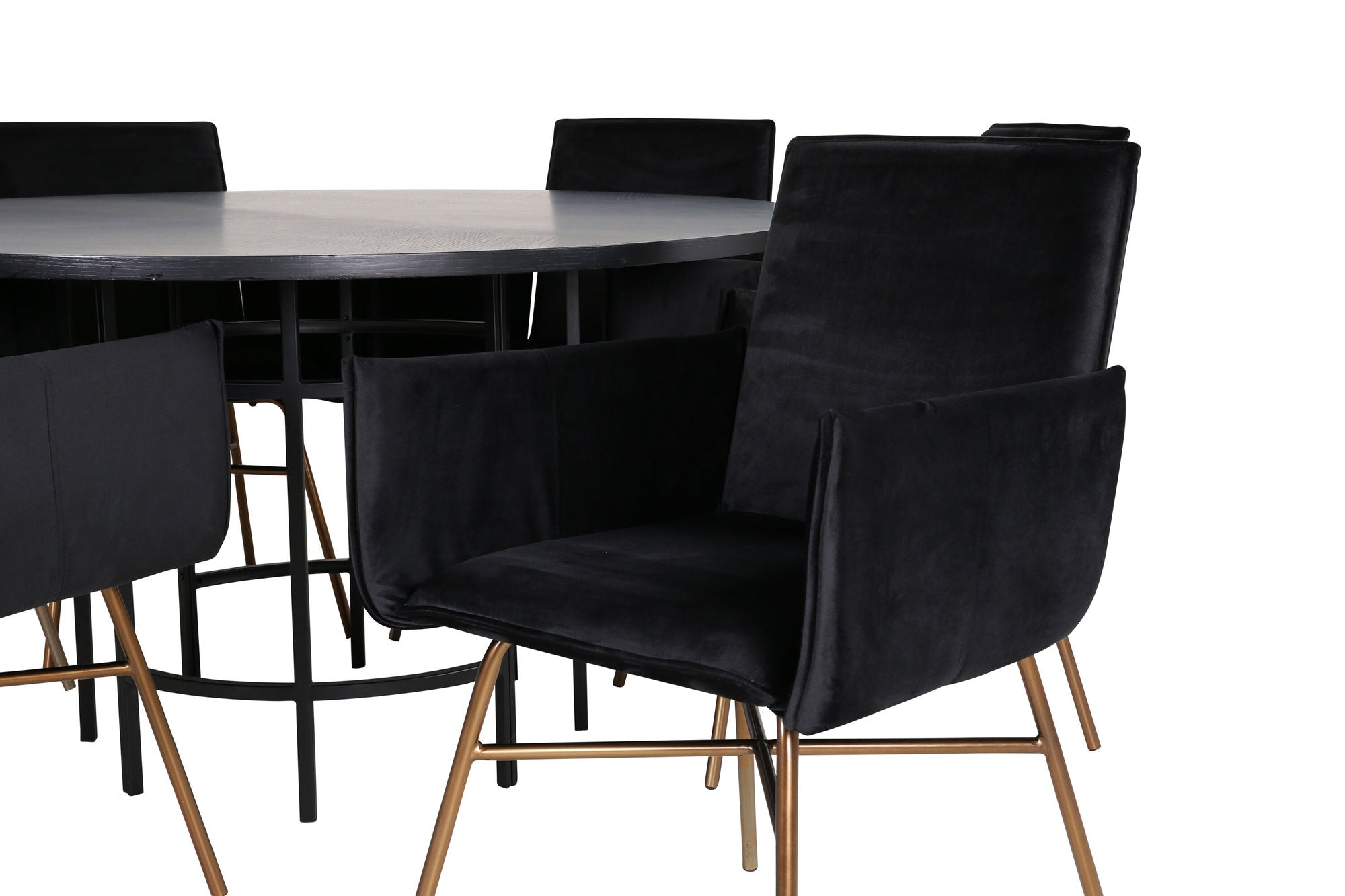 Venture Home Copenhagen - spisebord round - Black / Black+Petra stol - Distressed Copper / Black Velvet_6