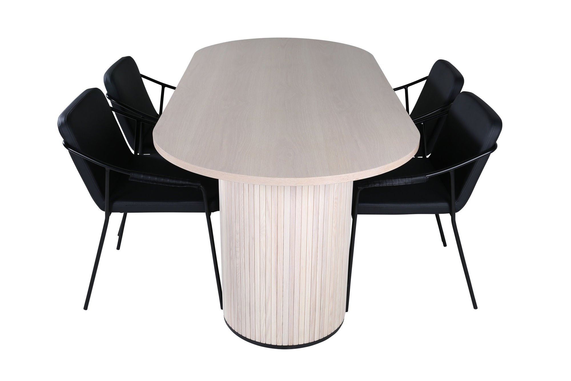 Venture Home Bianca Oval spisebord - White Wash / Black Veneer+Tvist stol - Black / Black PU_4