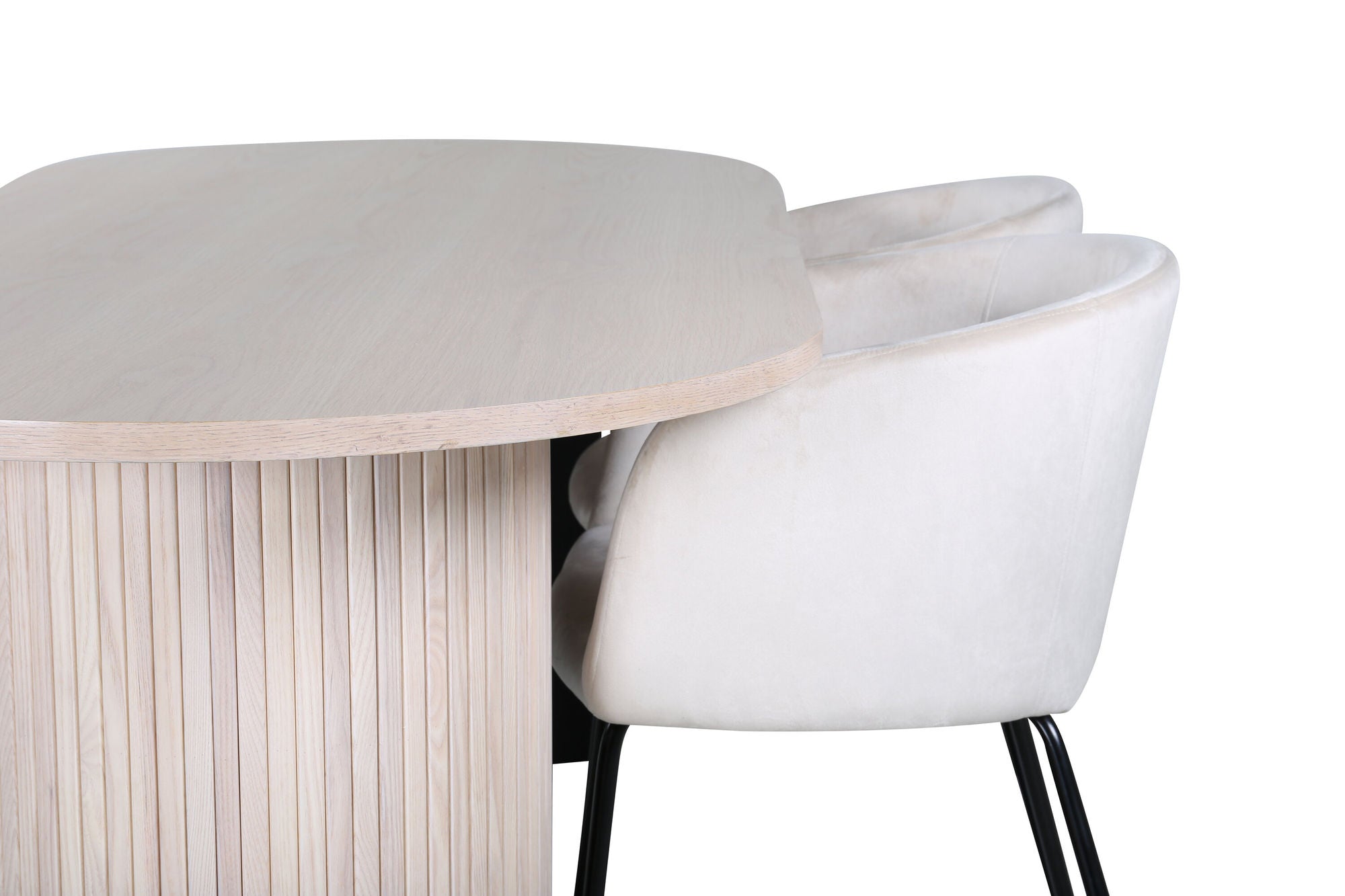 Venture Home Bianca Oval spisebord , White Wash Black Veneer+Berit stol , Black Beige Velvet_4