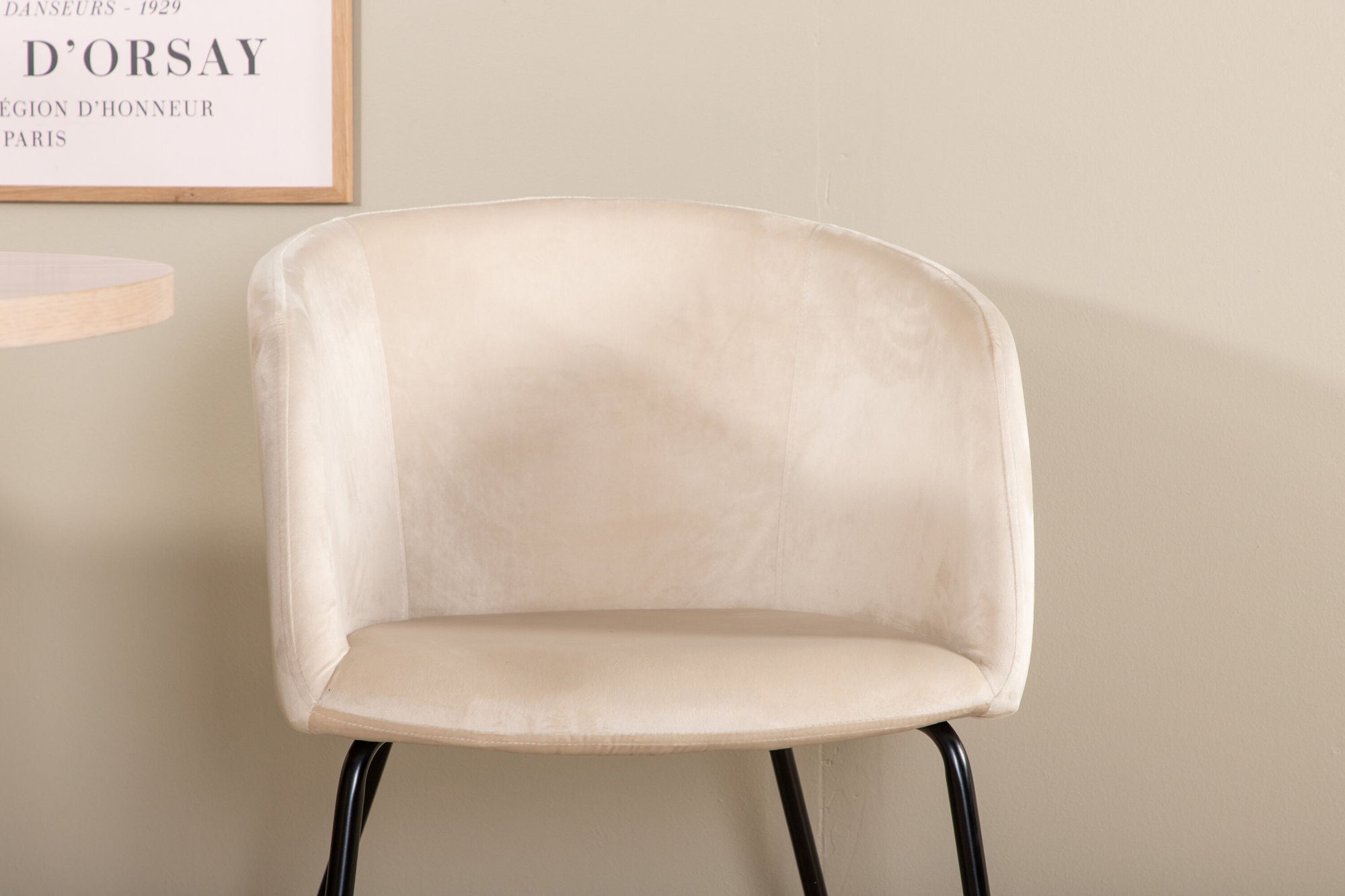 Venture Home Bianca Oval spisebord , White Wash Black Veneer+Berit stol , Black Beige Velvet_4