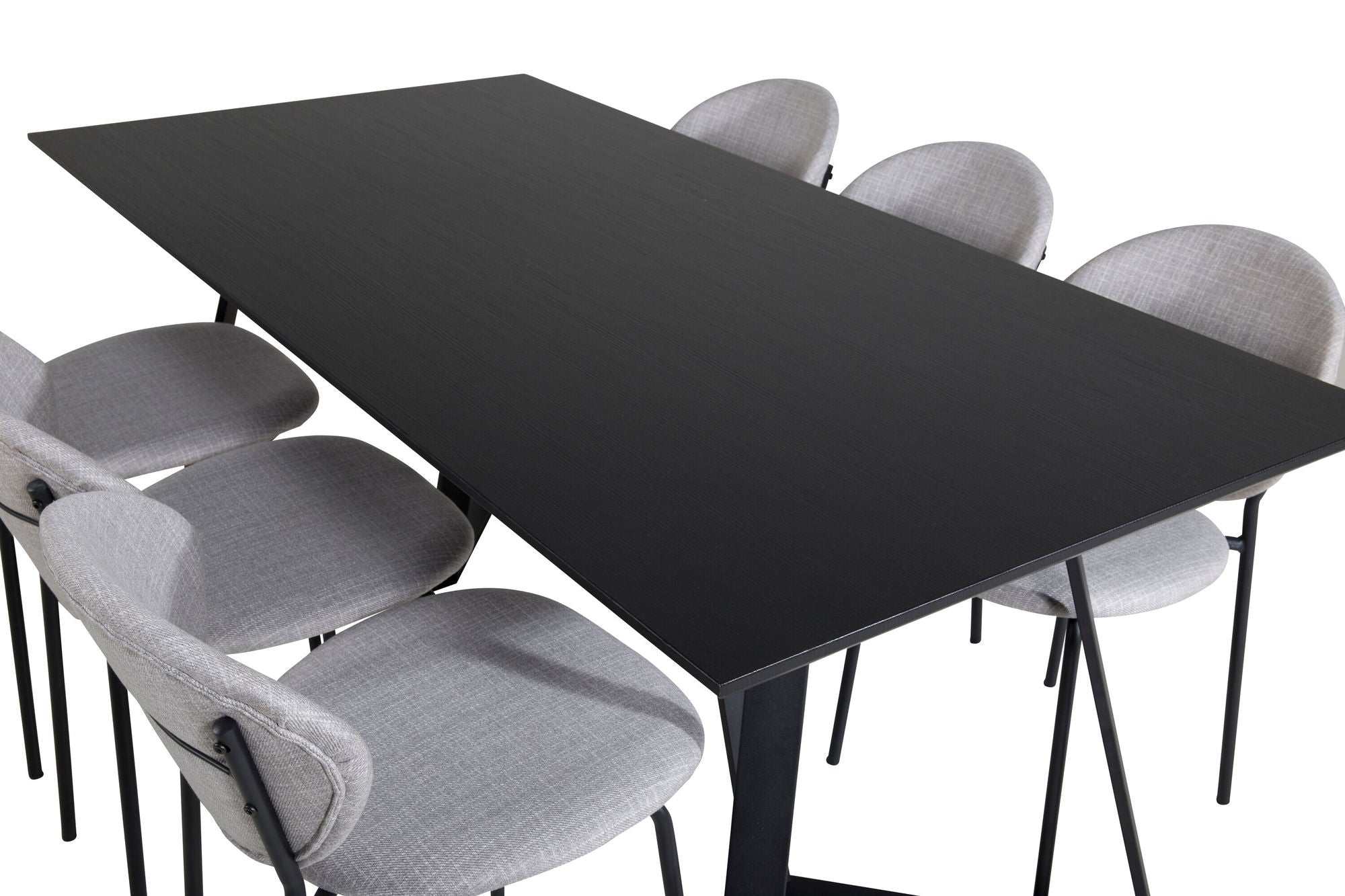 Venture Home Marina spisebord - Black top / Black Legs +Vault Spisebordsstol - Black Legs - Grey Fabric_6