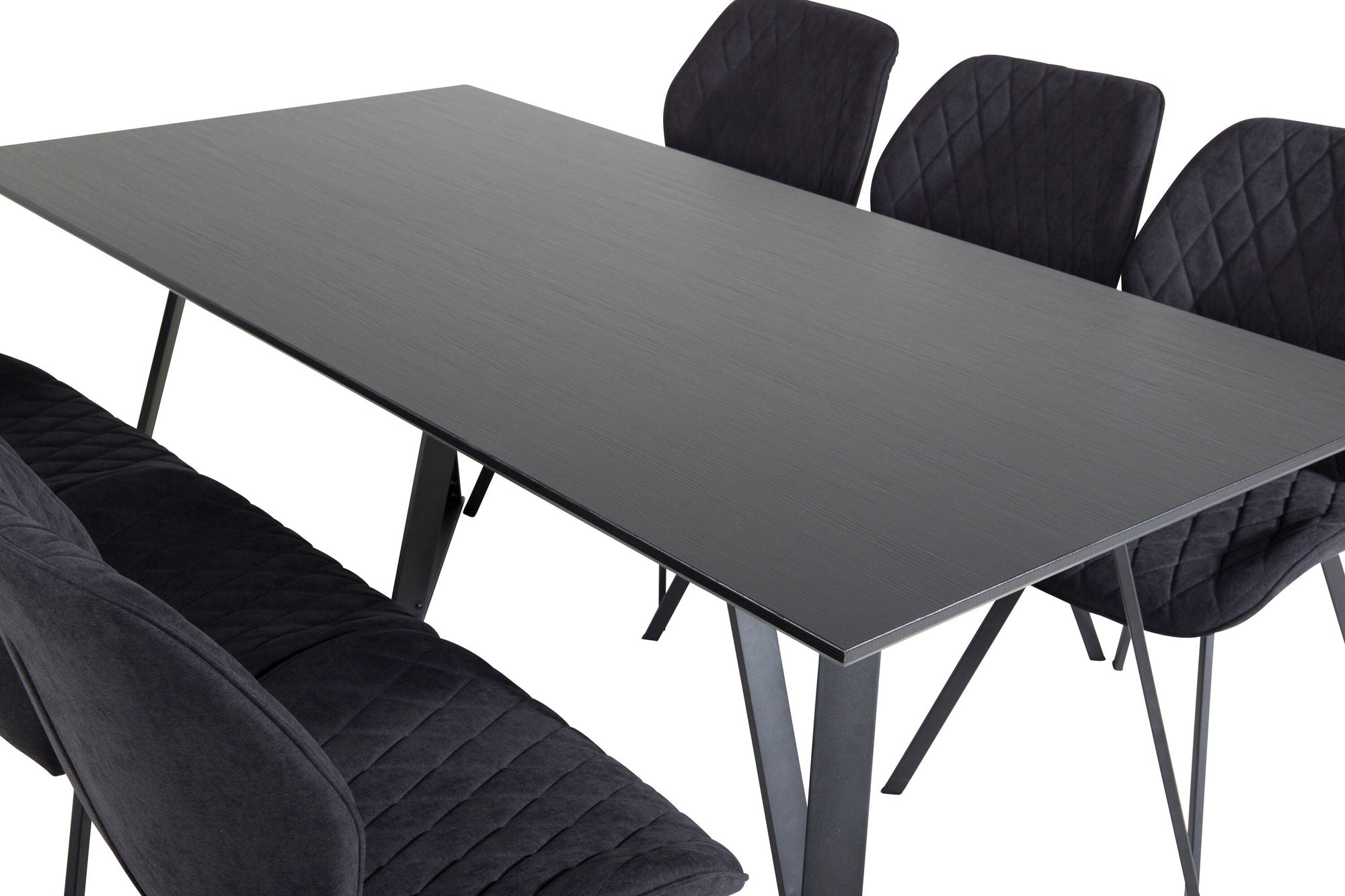 Venture Home Marina spisebord - Black top / Black Legs +Gemma Spisebordsstol - Black Legs - Black Fabric_6