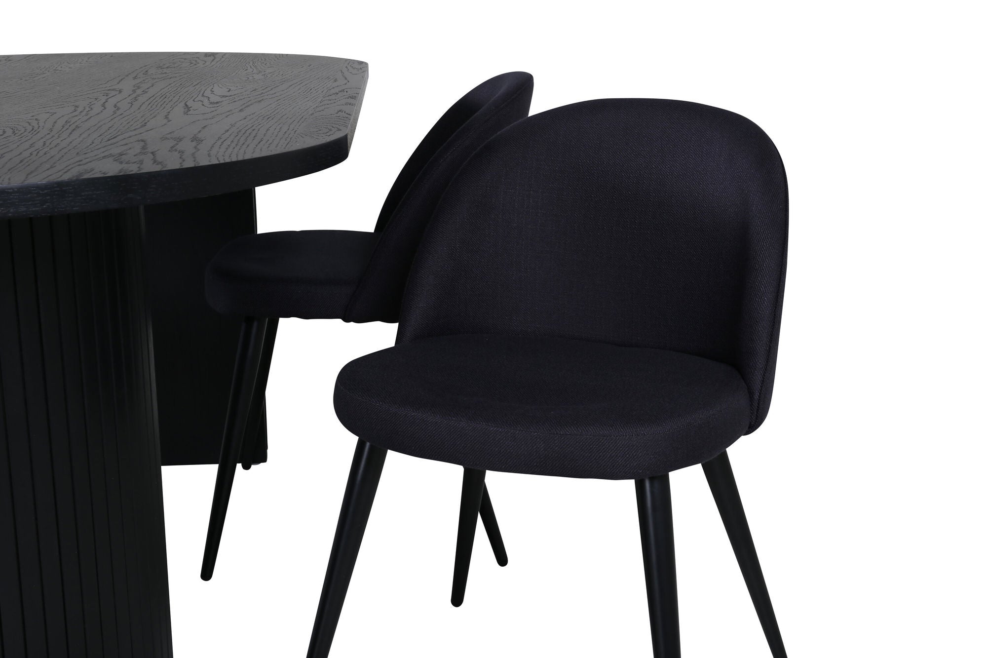 Venture Home Bianca Oval spisebord , Black Black Veneer+Velvet Dining Chiar , Black legs, Black Fabric_4