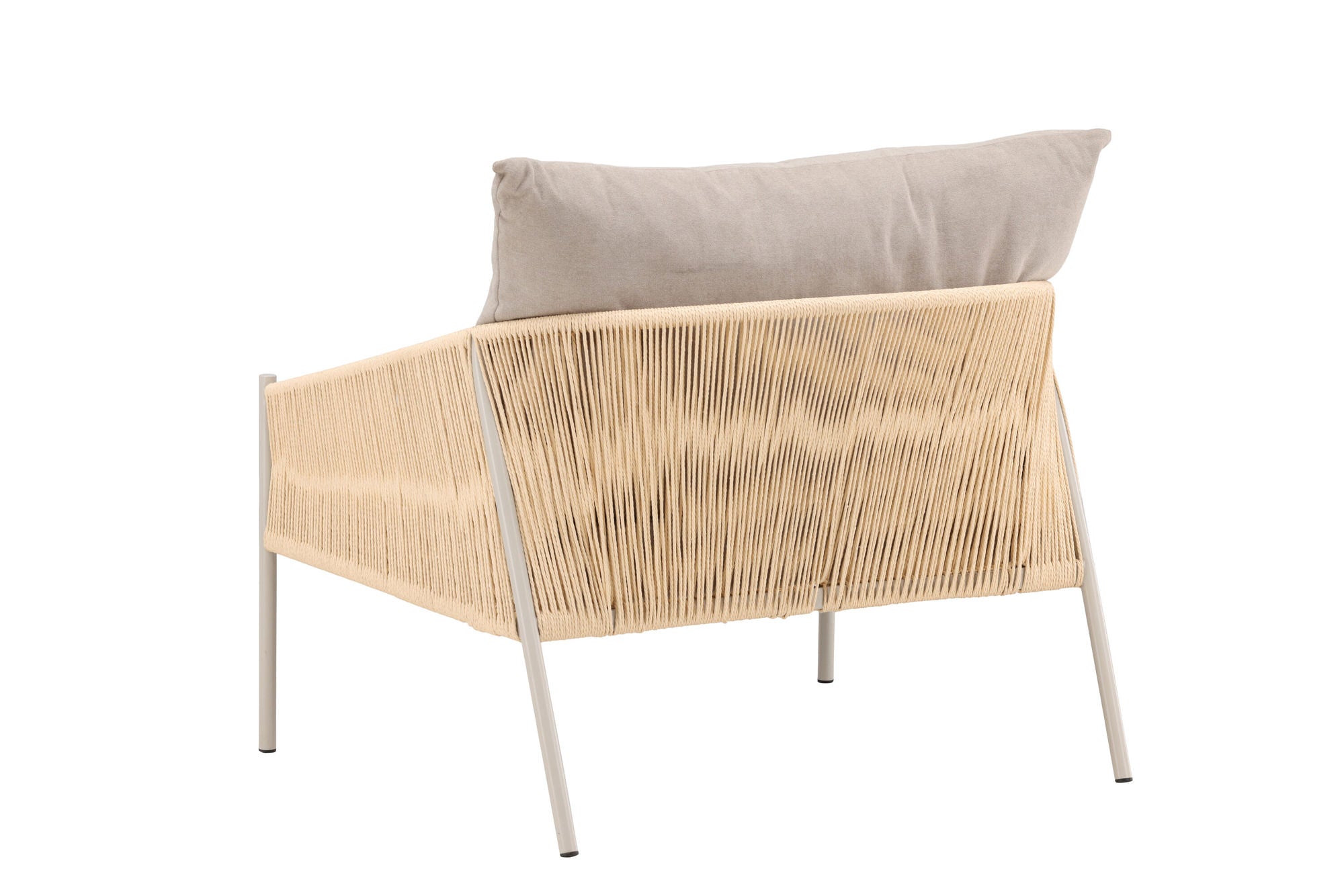 Vind Louie Lounge stol - Beige Steel Frame / Rope Beige Linen Fabric