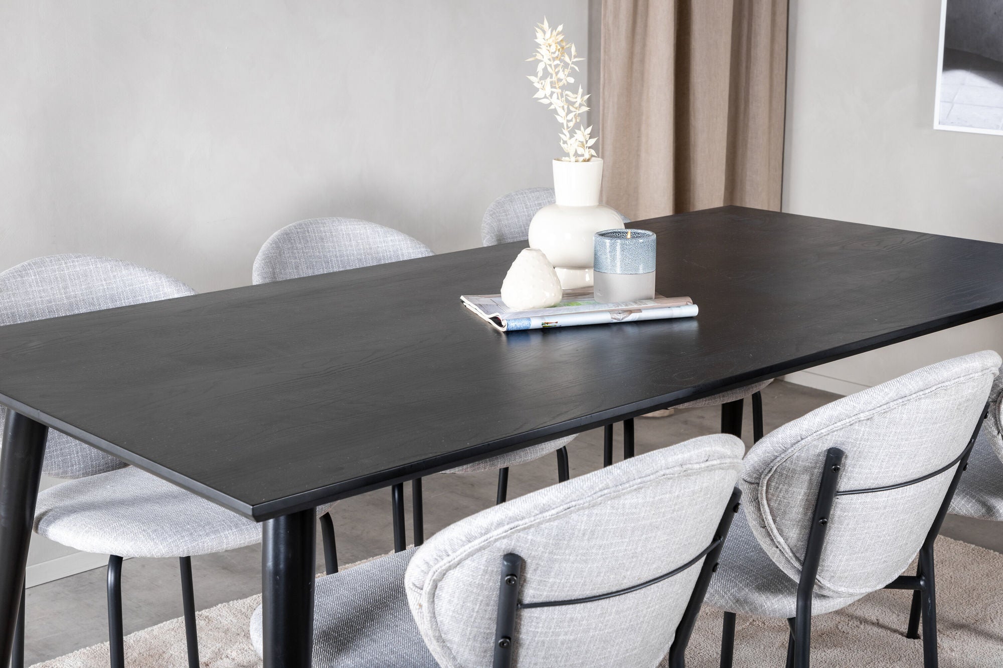 Venture Home Dipp spisebord - 180*90cm - Black Veneer / all black legs +Vault Dining Cha