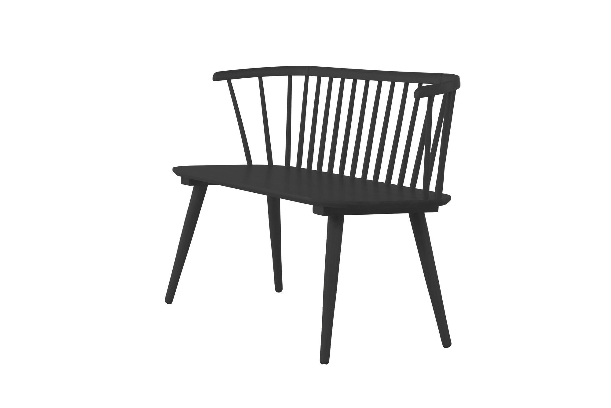 Venture Home Bobby Dining Sofa - Black / Black Solid Rubber Wood