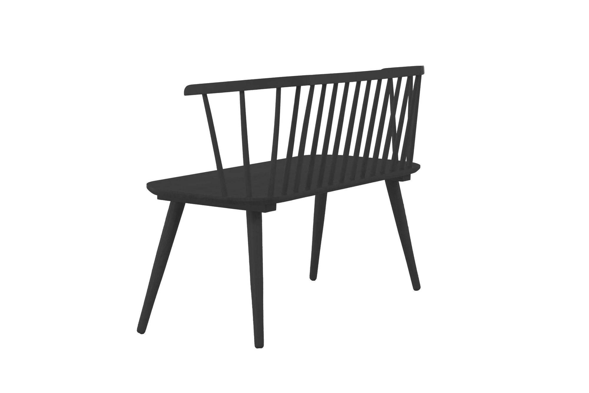 Venture Home Bobby Dining Sofa - Black / Black Solid Rubber Wood