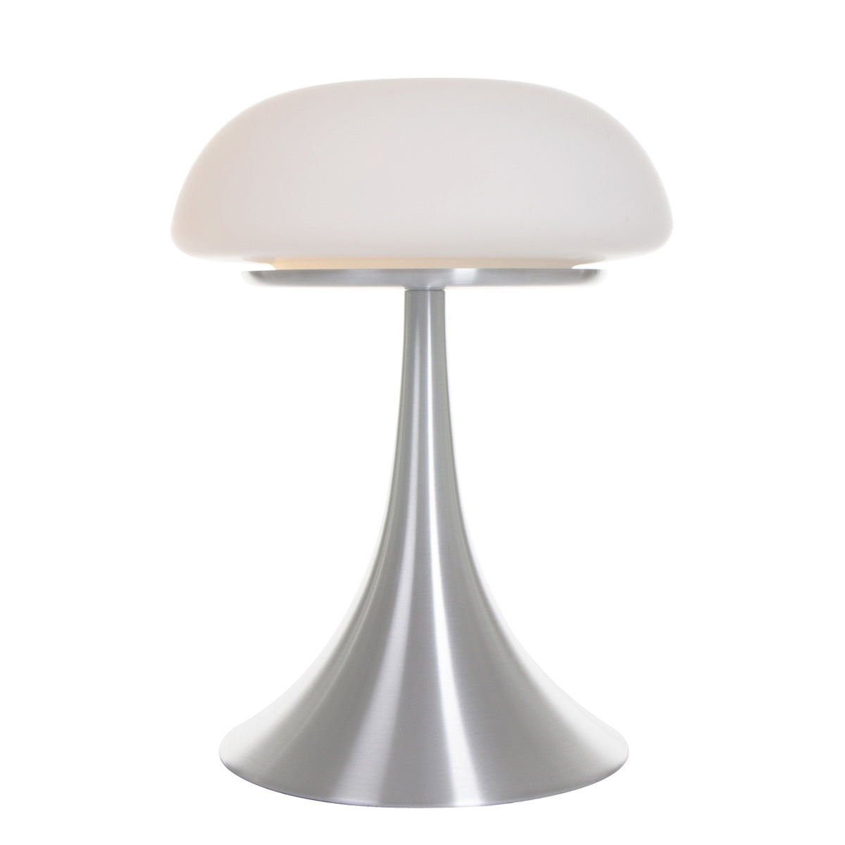 Bordlampe Ancilla 5557ST – stilfuld stållampe med hvidt glas