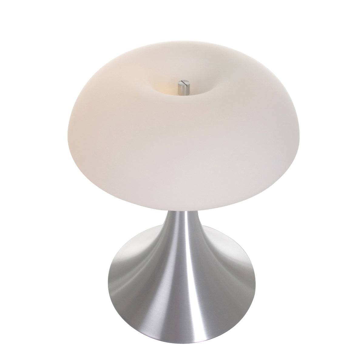 Bordlampe Ancilla 5557ST – stilfuld stållampe med hvidt glas