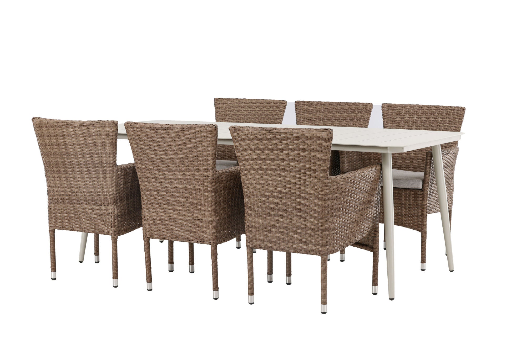 Venture Home Lina spisebord - Beige - 200*90 +Malina Diningchair Alumnium - Nature / Wicker _6