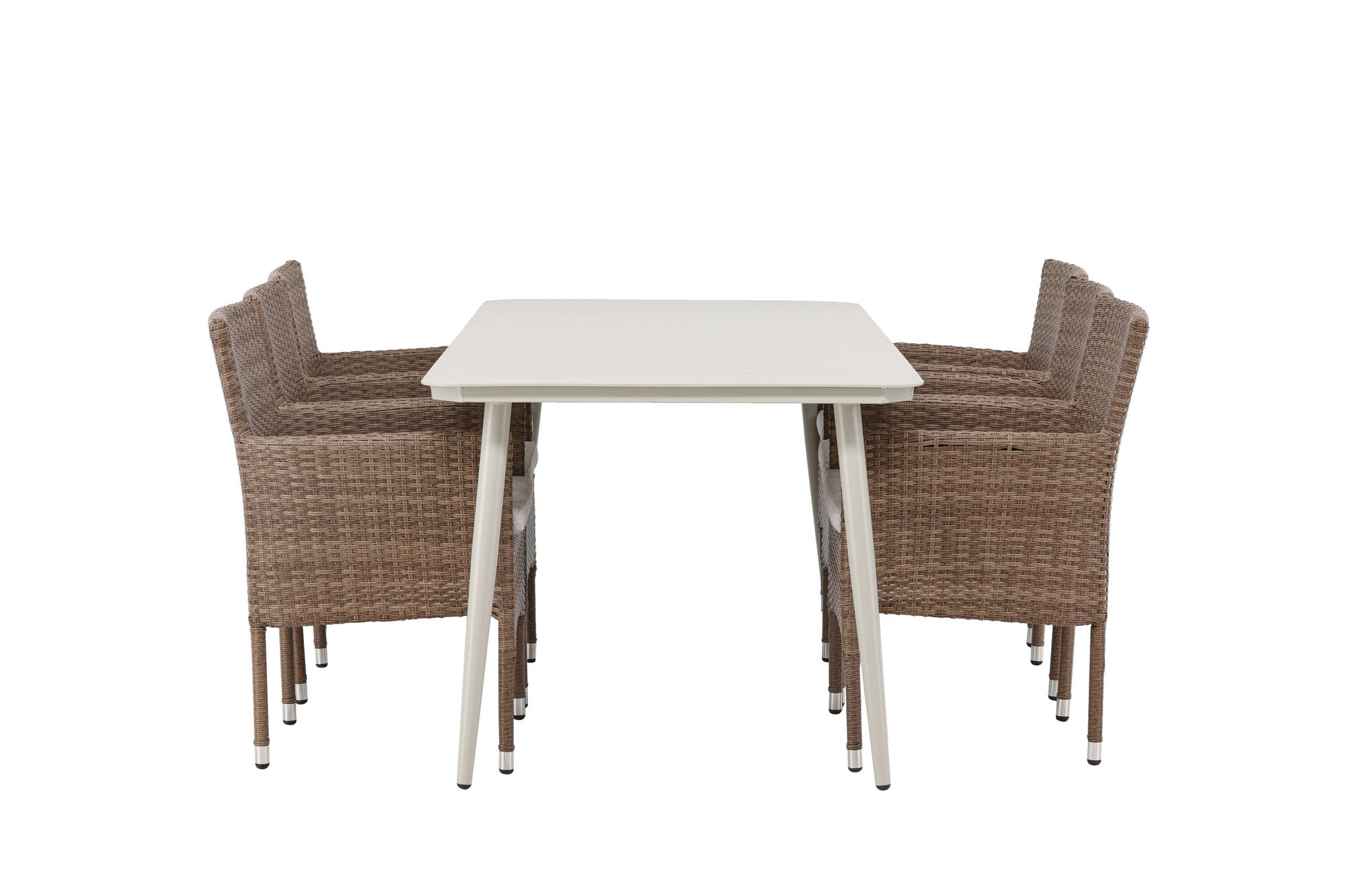 Venture Home Lina spisebord - Beige - 200*90 +Malina Diningchair Alumnium - Nature / Wicker _6