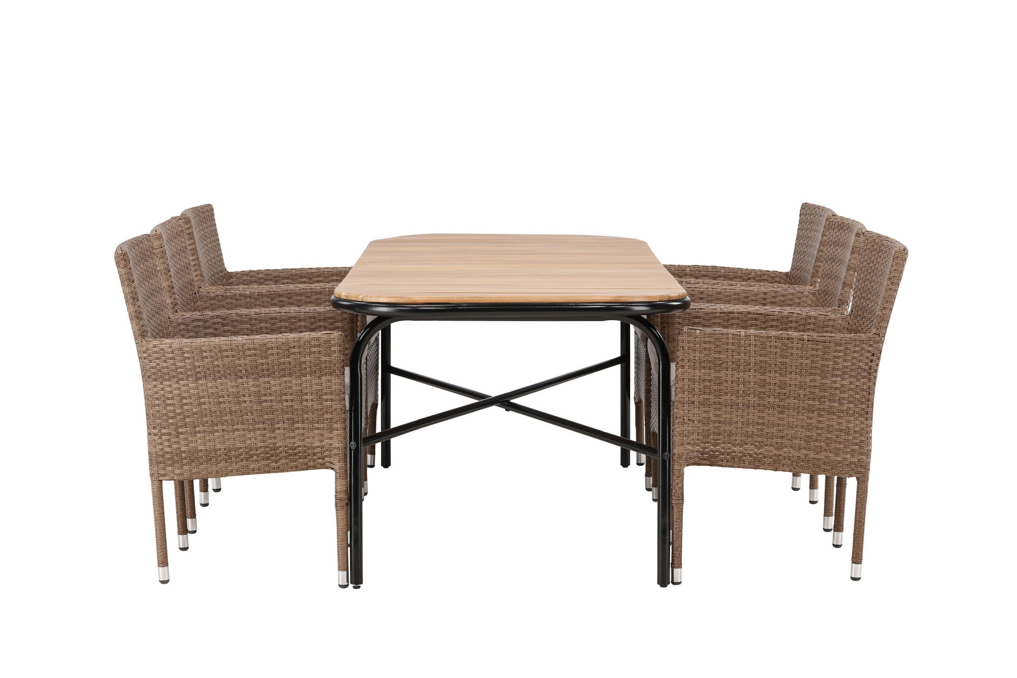 Venture Home Holmbeck Diningbord Steel - Black / Rectangular 90*200*75 +Malina Diningchair Alumnium - Nature / Wicker _6