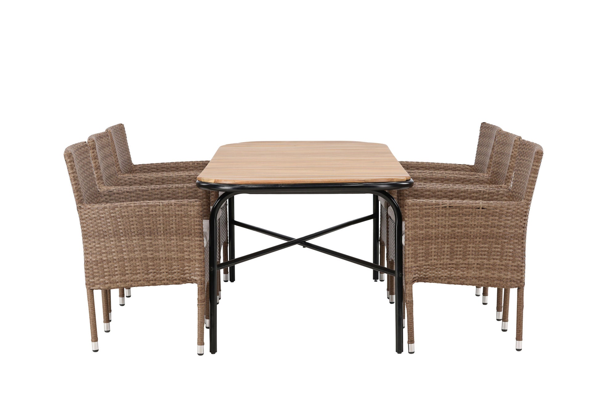 Venture Home Holmbeck Diningbord Steel - Black / Rectangular 90*200*75 +Malina Diningchair Alumnium - Nature / Wicker _6