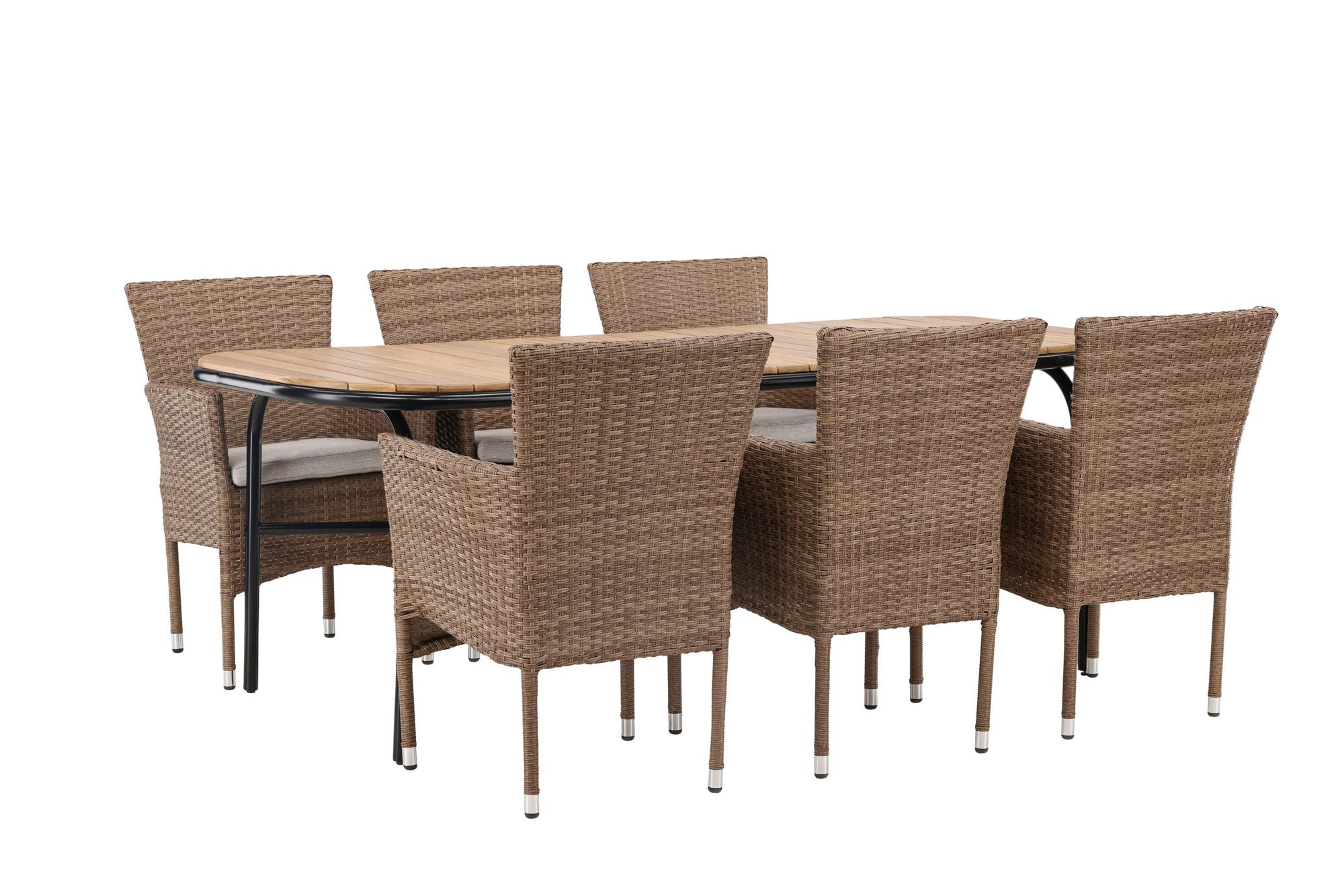 Venture Home Holmbeck Diningbord Steel - Black / Rectangular 90*200*75 +Malina Diningchair Alumnium - Nature / Wicker _6