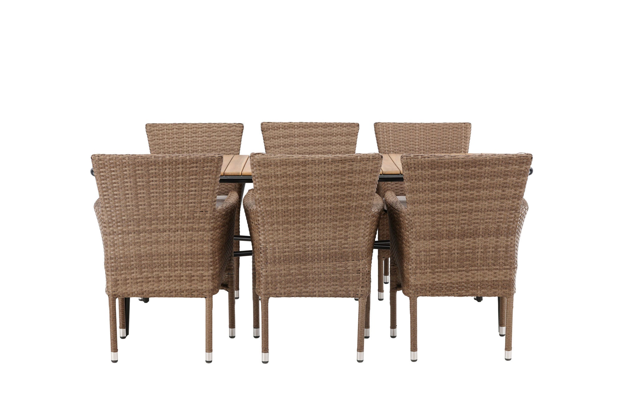 Venture Home Holmbeck Diningbord Steel - Black / Rectangular 90*200*75 +Malina Diningchair Alumnium - Nature / Wicker _6