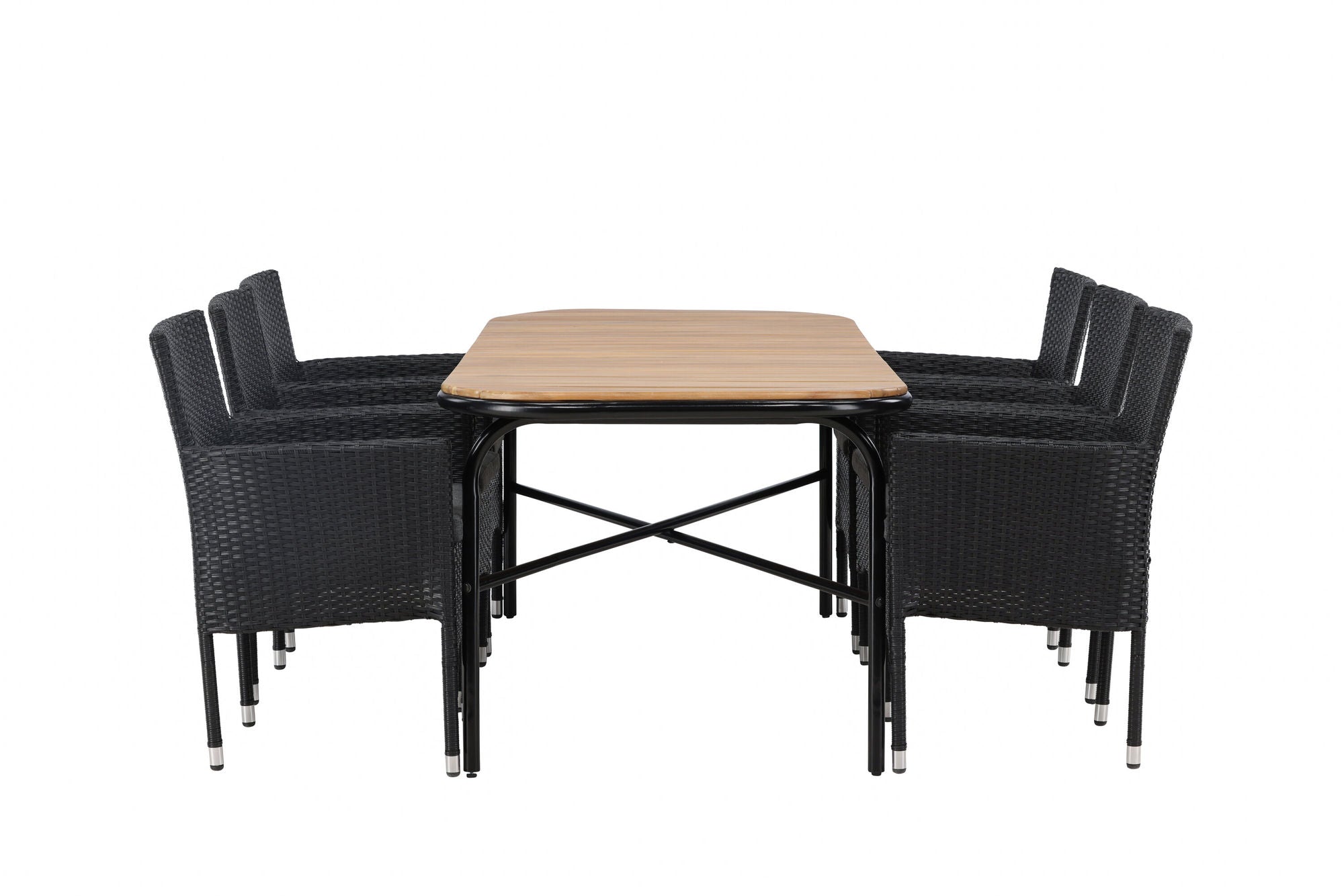 Venture Home Holmbeck Diningbord Steel - Black / Rectangular 90*200*75 +Malina Diningchair Alumnium - Black / Wicker _6