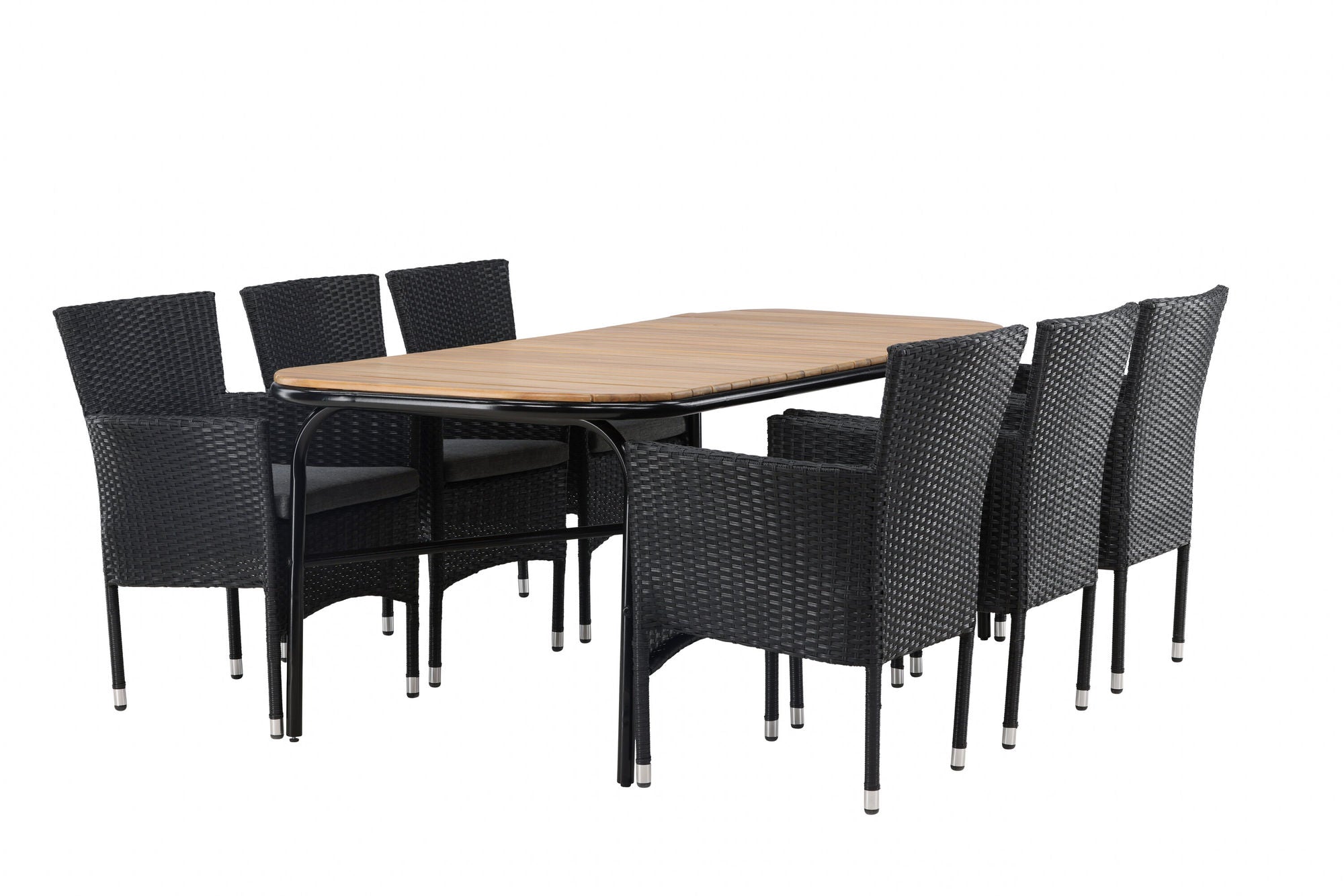 Venture Home Holmbeck Diningbord Steel - Black / Rectangular 90*200*75 +Malina Diningchair Alumnium - Black / Wicker _6