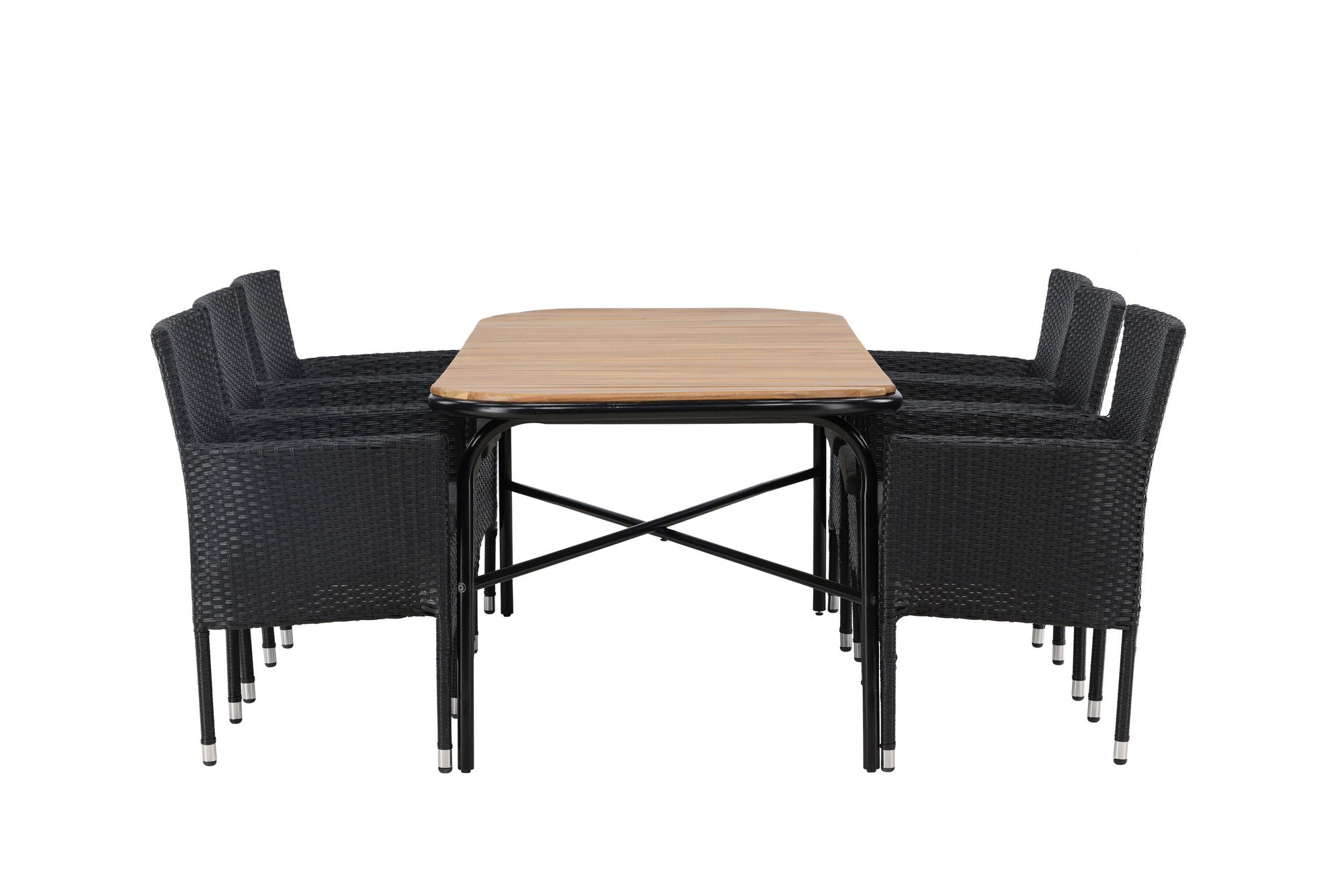 Venture Home Holmbeck Diningbord Steel - Black / Rectangular 90*200*75 +Malina Diningchair Alumnium - Black / Wicker _6