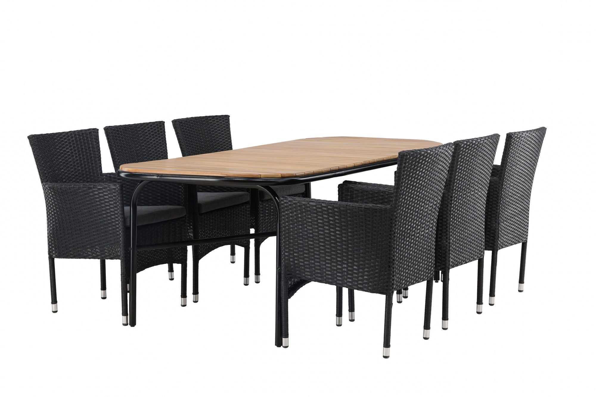 Venture Home Holmbeck Diningbord Steel - Black / Rectangular 90*200*75 +Malina Diningchair Alumnium - Black / Wicker _6