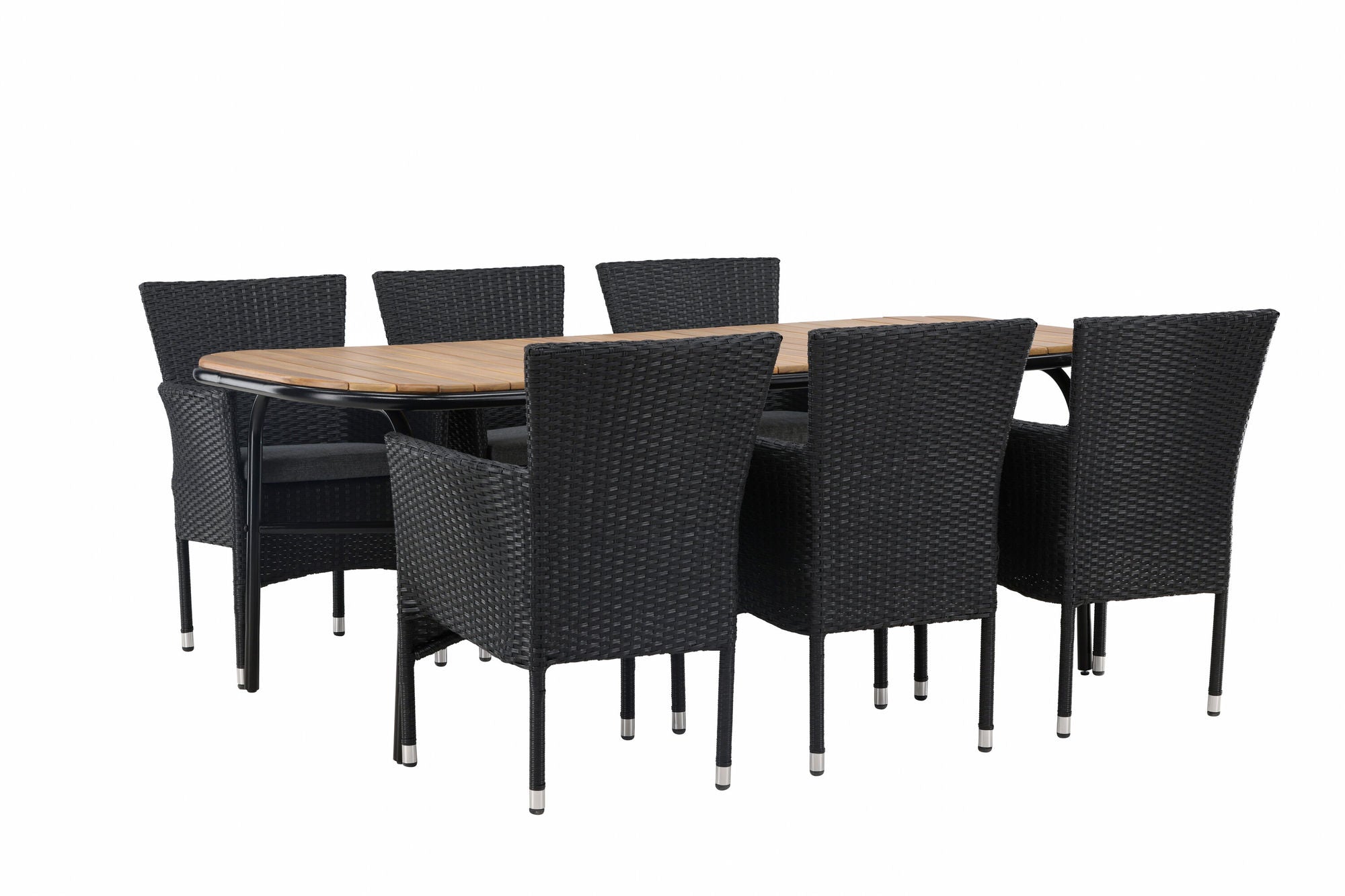 Venture Home Holmbeck Diningbord Steel - Black / Rectangular 90*200*75 +Malina Diningchair Alumnium - Black / Wicker _6