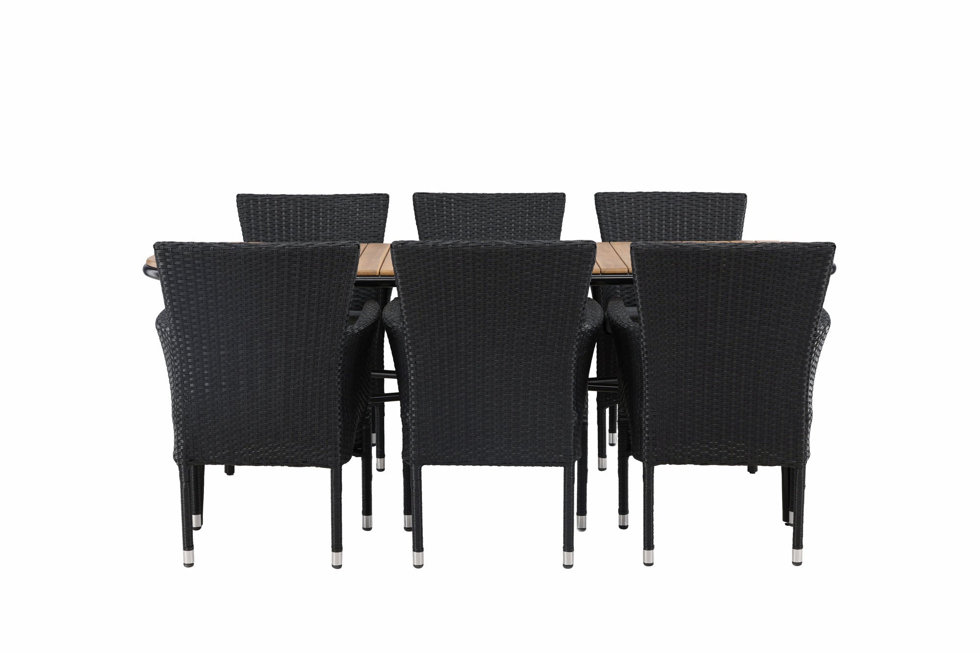 Venture Home Holmbeck Diningbord Steel - Black / Rectangular 90*200*75 +Malina Diningchair Alumnium - Black / Wicker _6