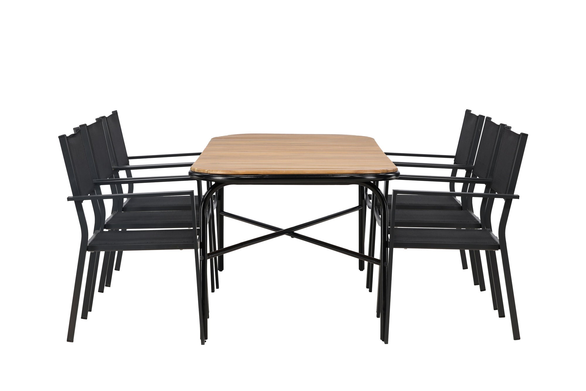 Venture Home Holmbeck Diningbord Steel - Black / Rectangular 90*200*75 +Copacabana Stacking stol - Black/Black - Ersätter 4131-408 _6
