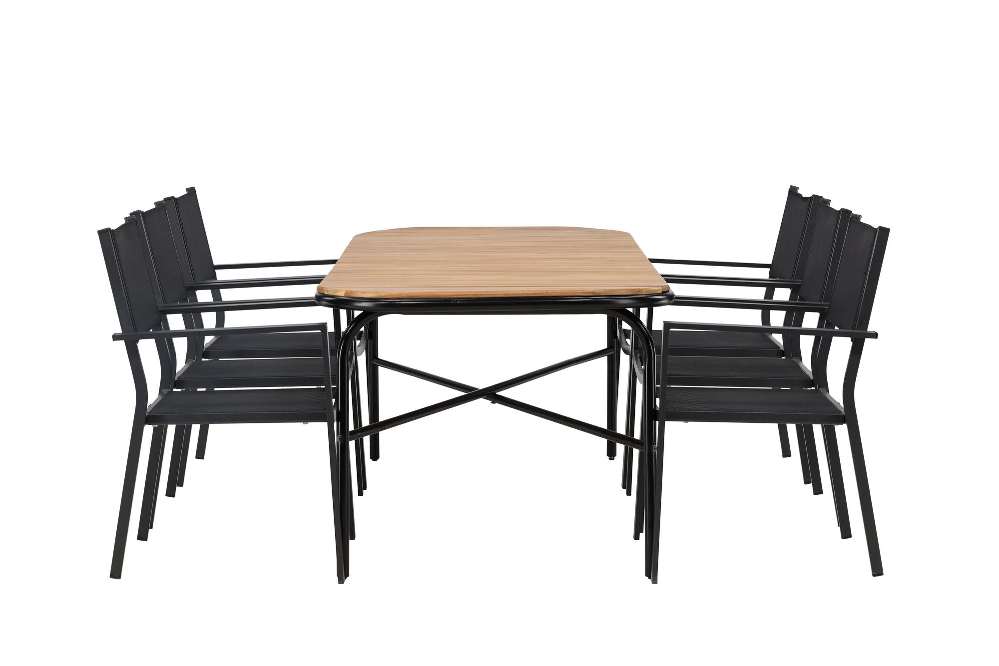 Venture Home Holmbeck Diningbord Steel - Black / Rectangular 90*200*75 +Copacabana Stacking stol - Black/Black - Ersätter 4131-408 _6
