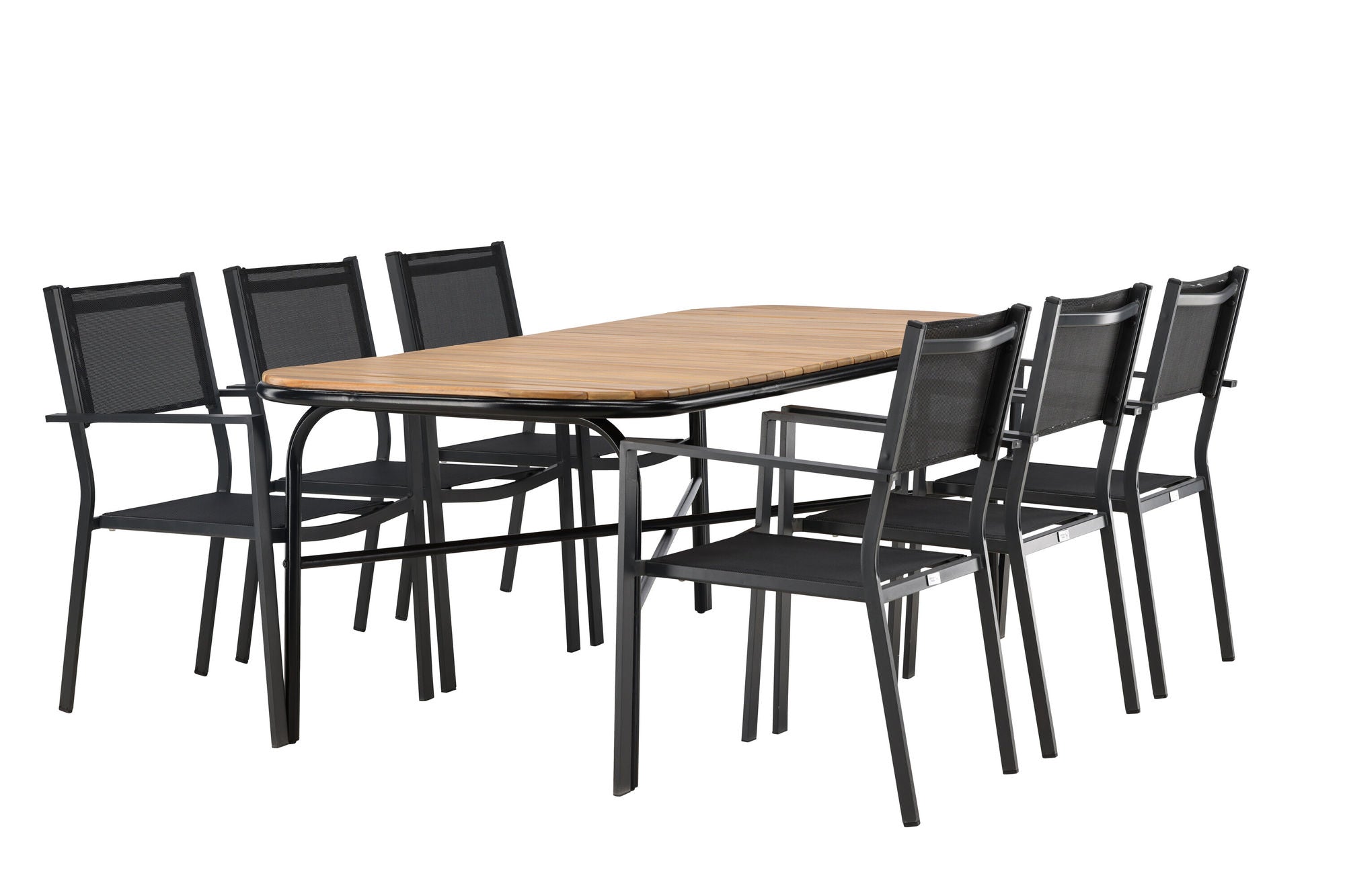 Venture Home Holmbeck Diningbord Steel - Black / Rectangular 90*200*75 +Copacabana Stacking stol - Black/Black - Ersätter 4131-408 _6
